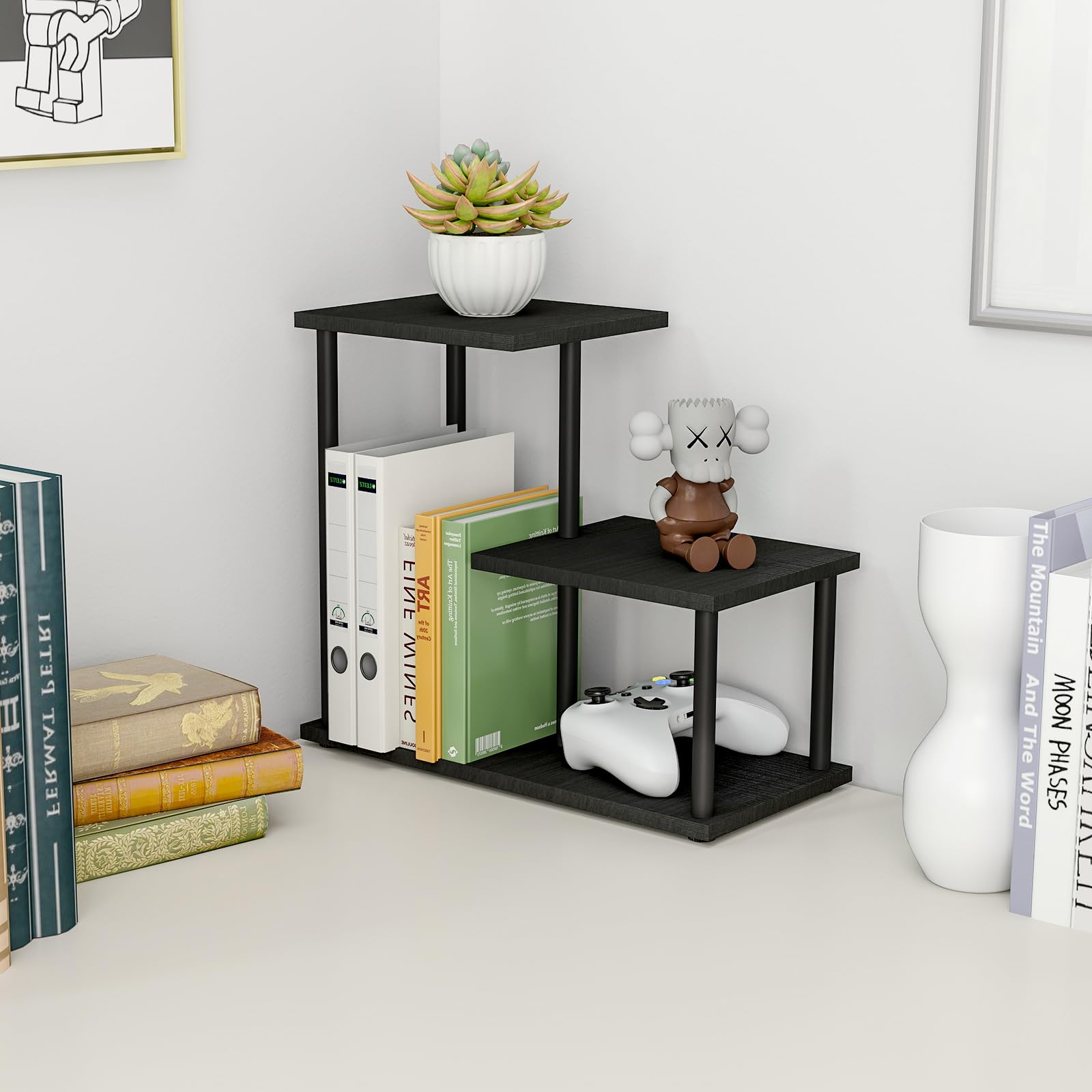 Wooden Desk Shelf Riser - Office & Kitchen Organizer with Display Stand for Books, Decor & Accessories | Perfect for Home Office, Study Desk & Countertop Organization