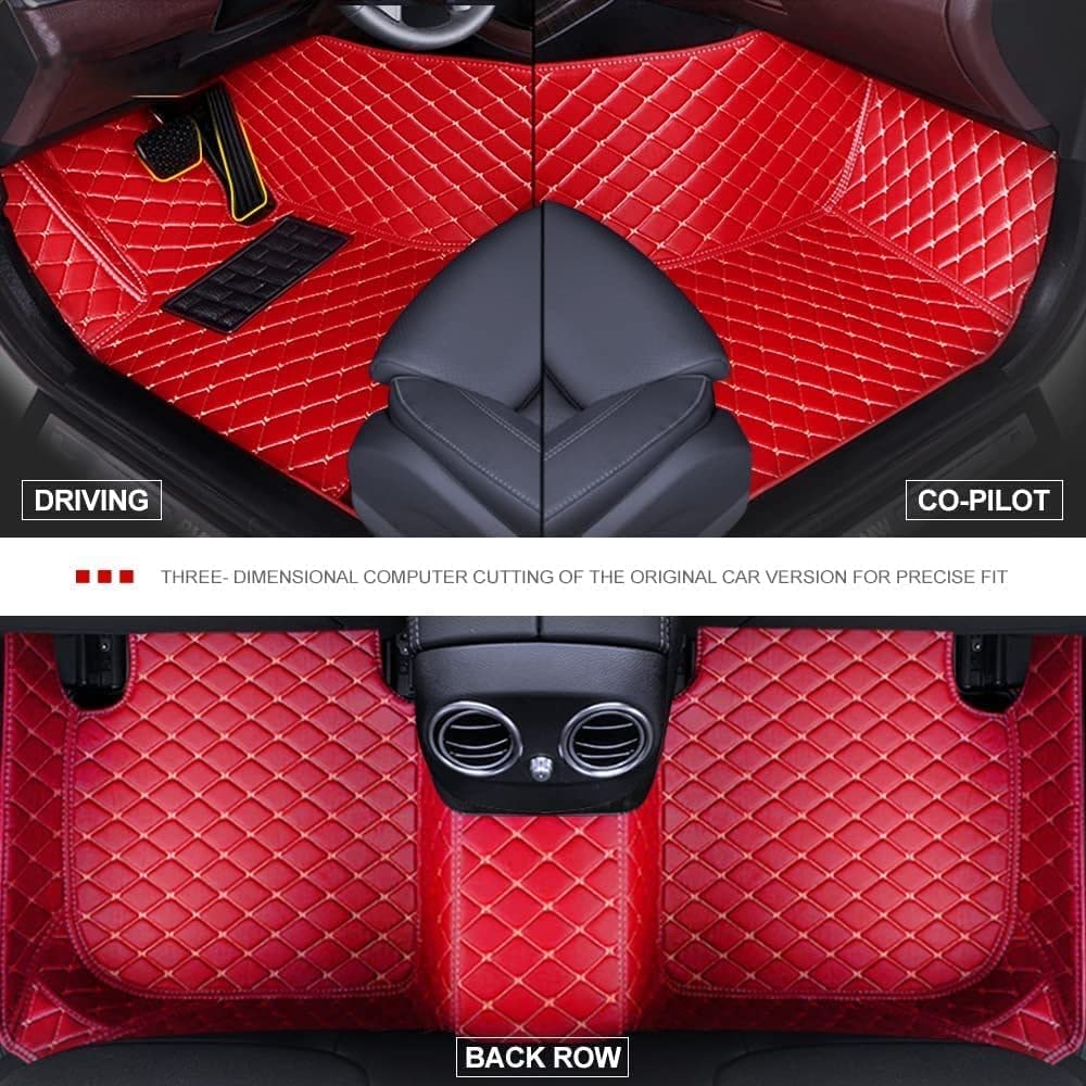 Premium Custom Car Floor Mats for Mercedes-Benz GTS AMG 2015-2018 - Luxury Leather, Waterproof & Non-Slip Full Coverage Floor Liners (Complete Set, Red) - Perfect for Sports Cars & Daily Driving Protection
