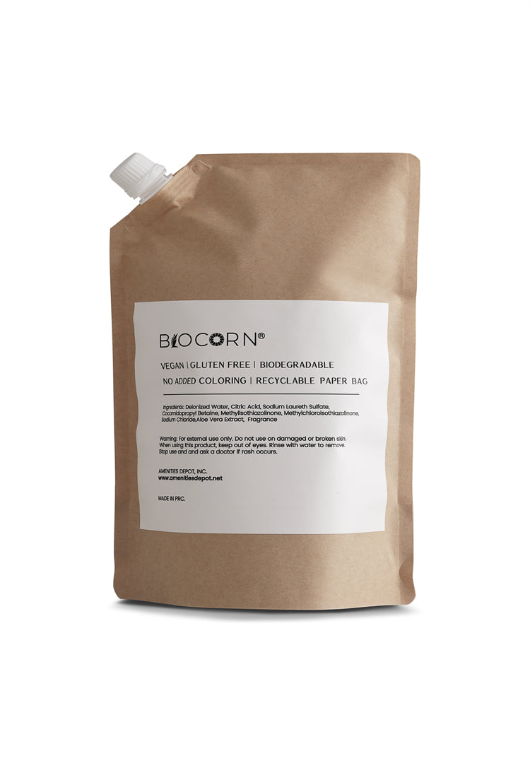 (4 or 8 Pack) BIOCORN Biodegradable Shampoo Refills 33.8oz/1000ml - Eco-Friendly Recyclable Paper Bag for Hair Care - Perfect for Home, Salon & Travel Use
