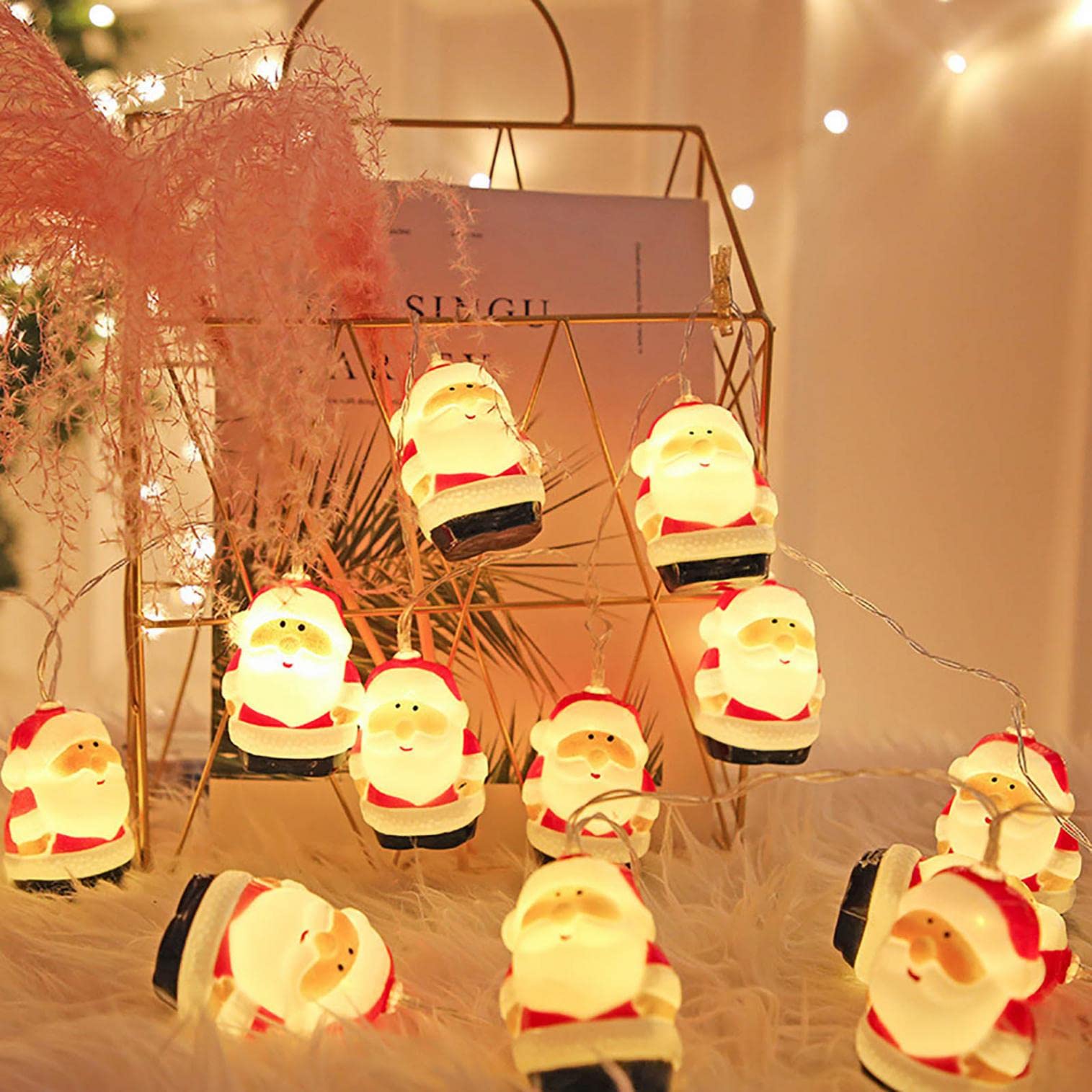 20 LED Christmas Santa Claus String Lights - 9.84 FT Battery Operated Waterproof Holiday Lights for Indoor/Outdoor Decor - Perfect for Christmas Trees, Parties, Weddings, New Year Celebrations, Garden & Patio Decorations - Create Festive Atmosphere for Holiday Gatherings & Home Decor