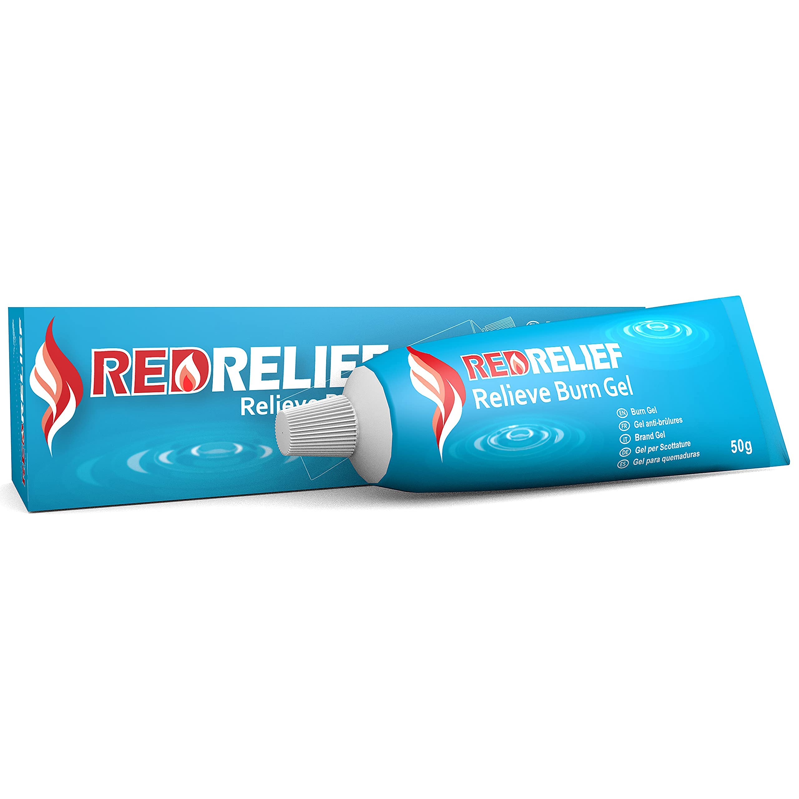 RedRelief Emergency Burn Gel 50g Tube - Fast-Acting Soothing & Cooling Treatment for Burns, Scalds, Sunburn Relief | First Aid Kit Essential for Home, Kitchen, Camping & Outdoor Activities