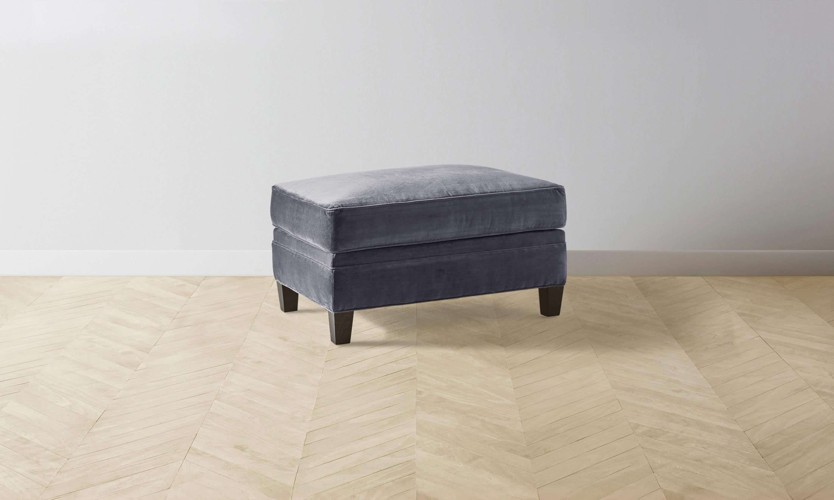 Carmine Ottoman with Performance Velvet Flannel Upholstery - Luxurious Footrest & Accent Chair for Living Room, Bedroom, or Office