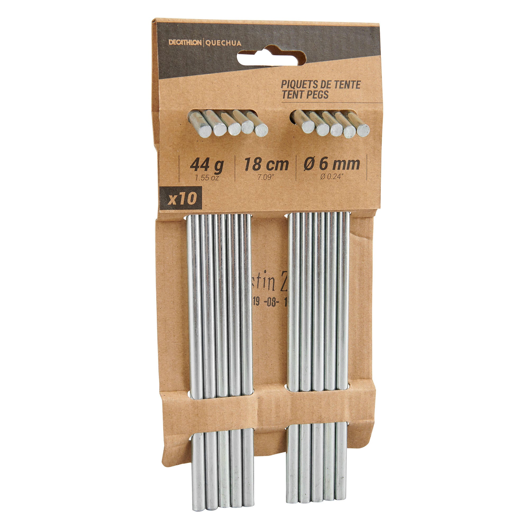 Quechua Steel Tent Pegs 10 Pack - Heavy Duty Camping Stakes for Outdoor Tents, Canopies & Shelters - Perfect for Camping, Hiking & Backpacking Trips