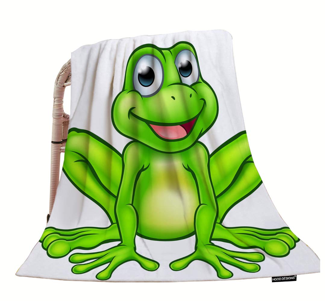 Cute Cartoon Happy Frog Throw Blanket - Soft Flannel Blanket for Men & Women - 30x40 Inch Cozy Bedroom Blanket - Perfect for Sofa, Couch, Dorm Room & Gift Giving