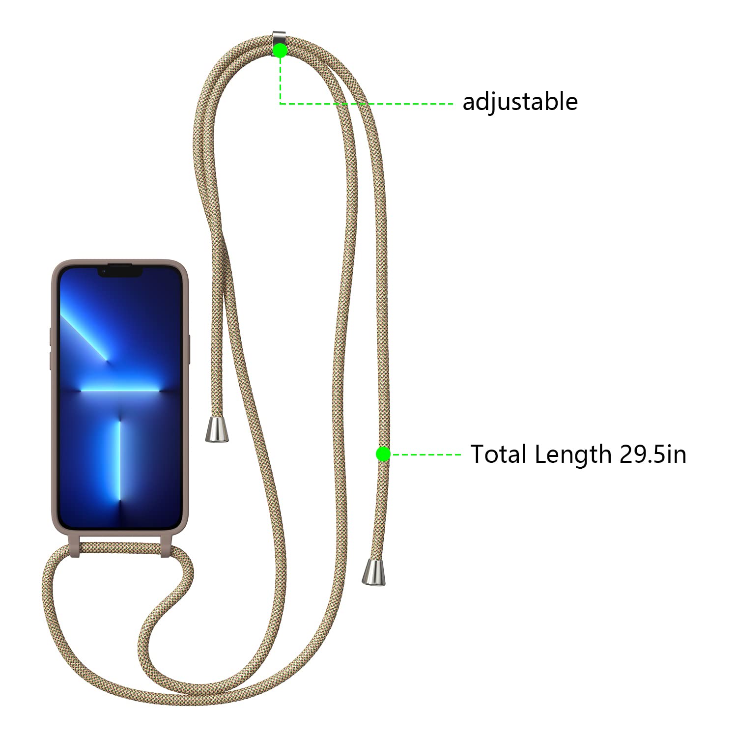 ZTOFERA Shockproof Silicone Phone Case for iPhone 12 Pro Max (6.7 inch) with Adjustable Crossbody Strap & Lanyard - Brown | Protective Cover for Daily Use, Travel, Shopping & Outdoor Activities