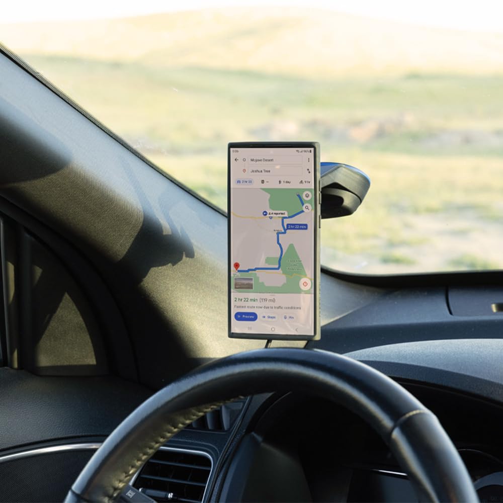 Quad Lock Suction Car Phone Mount with MAG Wireless Charging - Compatible with iPhone 13/14/15 & Samsung Galaxy - Windshield & Dashboard Phone Holder Kit - Perfect for Driving, GPS Navigation & Hands-Free Calls