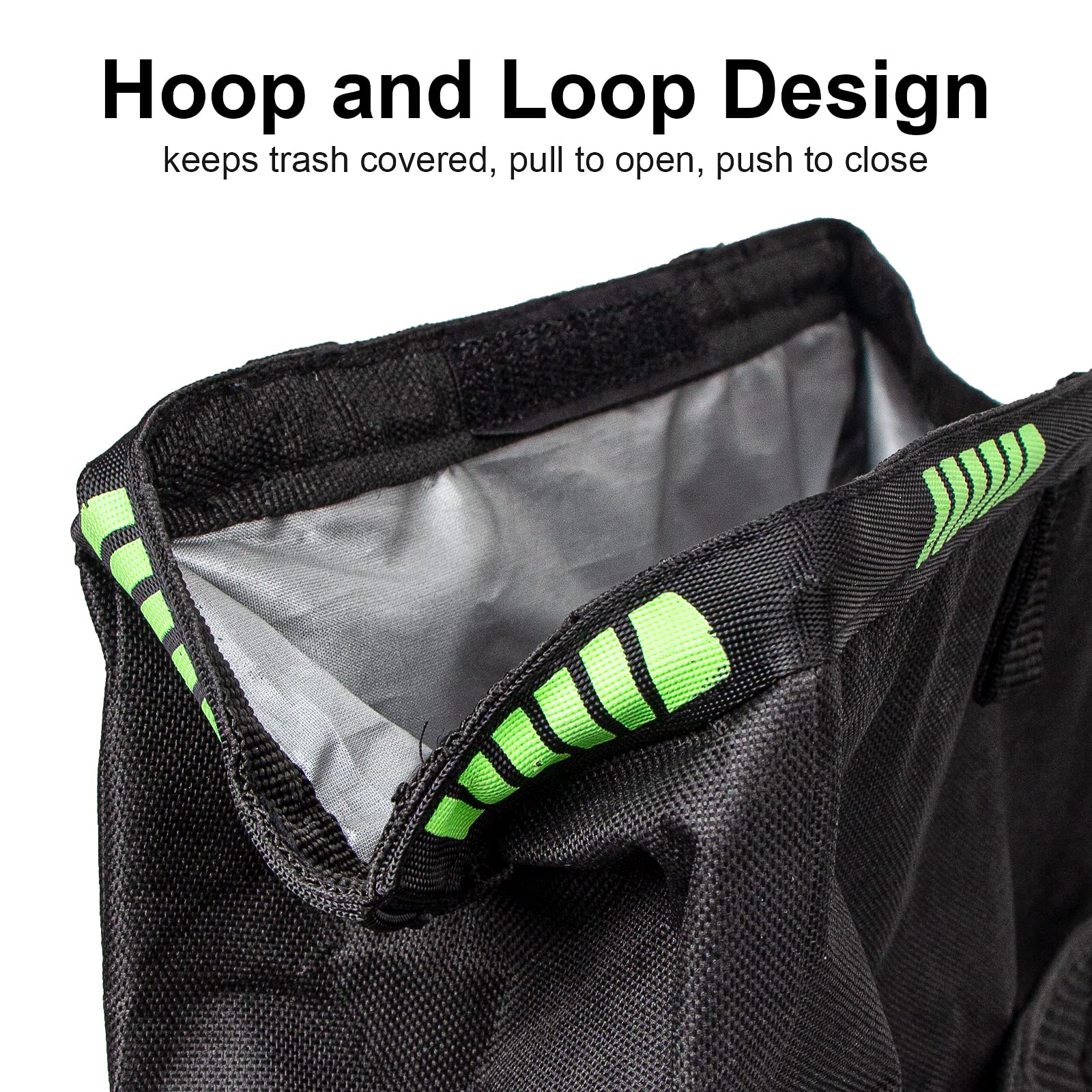 Car Trash Can with Leakproof Lining - 3.5 Gallon Hanging Car Trash Bag Organizer | Adjustable Straps & Spring Frame Closure for Car Interior Storage | Perfect for Road Trips, Commuting & Family Travel