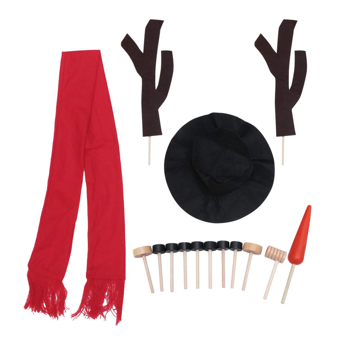 Amosfun 15-Piece Snowman Kit for Kids - DIY Wooden Snowman Building Set with Bamboo Accessories for Holiday Outdoor Winter Fun | Perfect for Christmas Decorations & Family Snow Day Activities