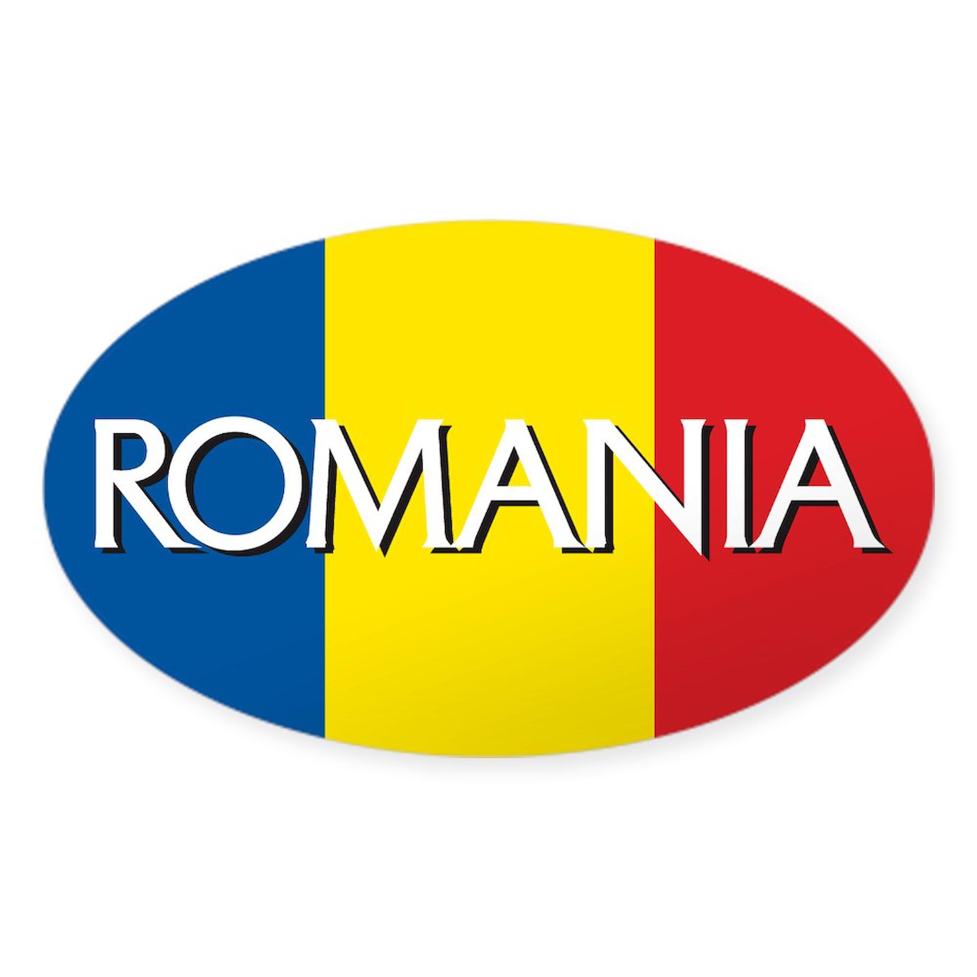Romania Oval Car Bumper Sticker - Durable Decal for Cars & Laptops