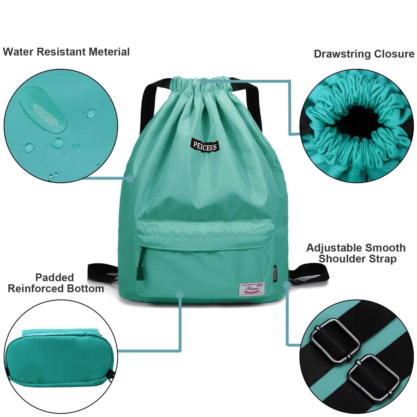 Waterproof Drawstring Sports Bag - Lightweight Sackpack Backpack for Men & Women - Perfect for Gym, Travel, Beach & Outdoor Activities