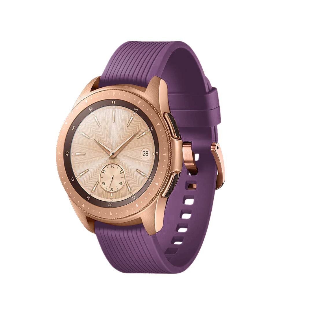 20mm Silicone Replacement Watch Band Compatible with Samsung Galaxy Watch 42mm - Rose Gold Buckle for Women & Men (Purple) | Durable Strap for Workout, Running & Daily Wear
