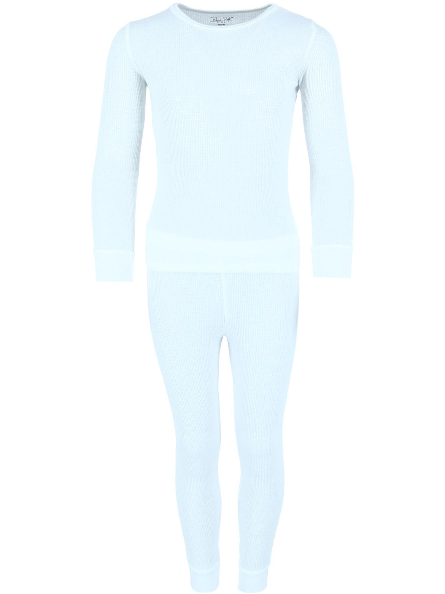 Rene Rofe Girls Thermal Underwear Set - 2-Piece Waffle Knit Long Johns for Winter Warmth - Perfect for Cold Weather, Layering & Outdoor Activities