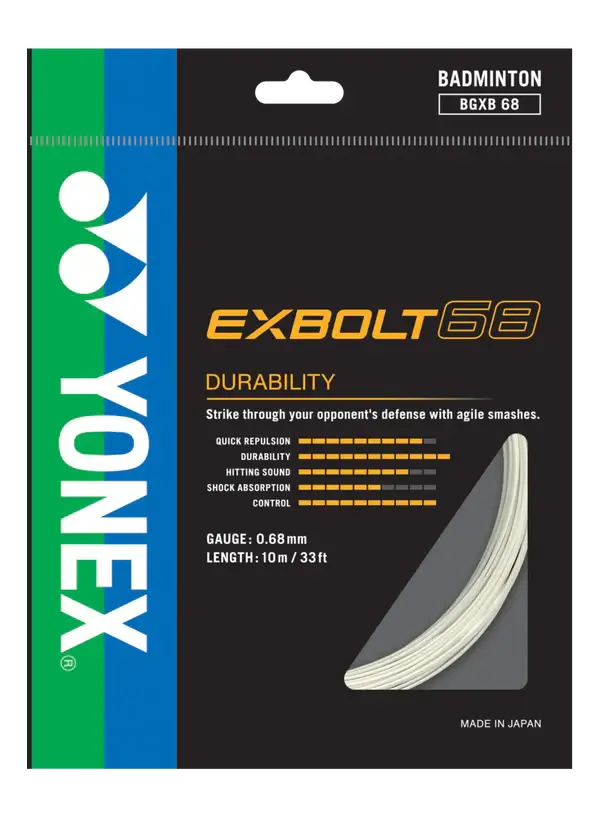 Yonex Exbolt 68 Badminton String - High Performance Badminton Racket String for Power & Control | Perfect for Tournament Play & Training Sessions