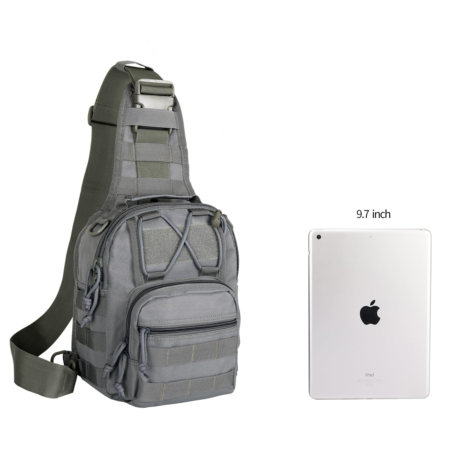 Tactical Backpack Waterproof Military Molle Sling Shoulder Bag - Durable Crossbody Chest Pack for Outdoor Hiking, Camping & Everyday Carry (Gray) - Perfect for Travel, Work Commute & Emergency Survival Gear
