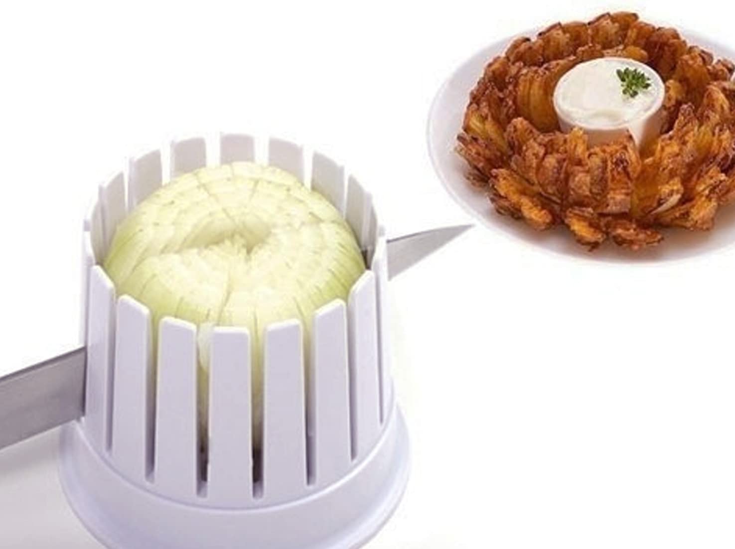 Onion Blossom Maker - Vegetable & Fruit Slicer Tool for Perfect Blooming Onions - No Corer Needed - Ideal for Home Cooking, BBQ Parties & Restaurant Food Prep
