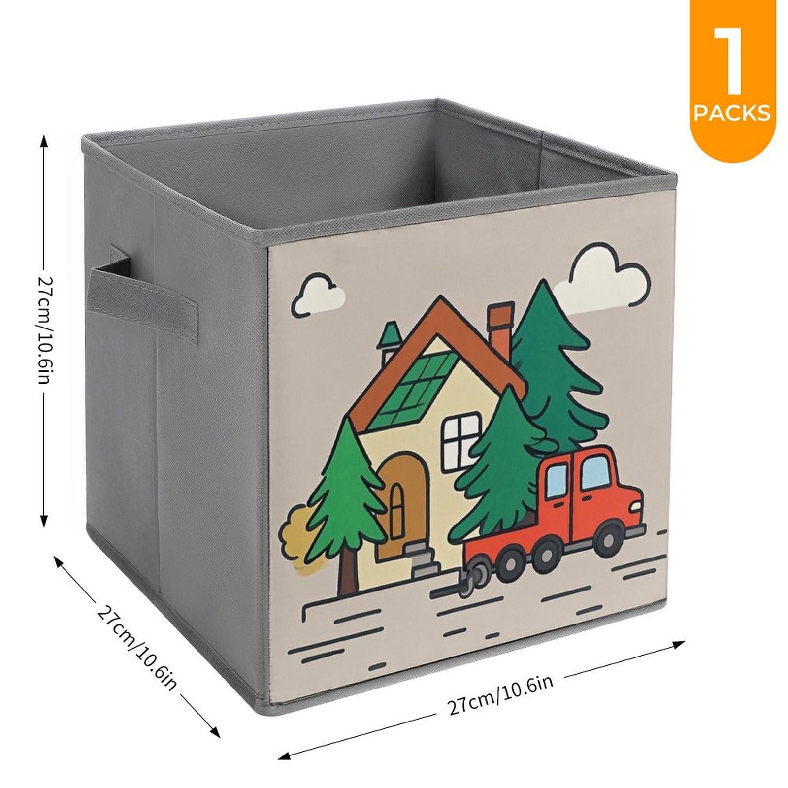 Foldable Storage Bins with Wood Print - Large Capacity Storage Box with Handle for Playroom, Office & Home Organization | Perfect for Toys, Books & Clutter Control