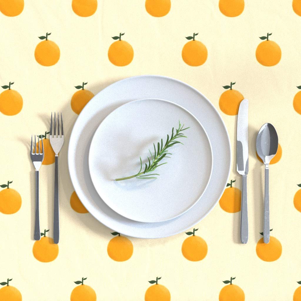 Custom Orange Yellow Cream Baby Kids Kitchen Tablecloth - 70