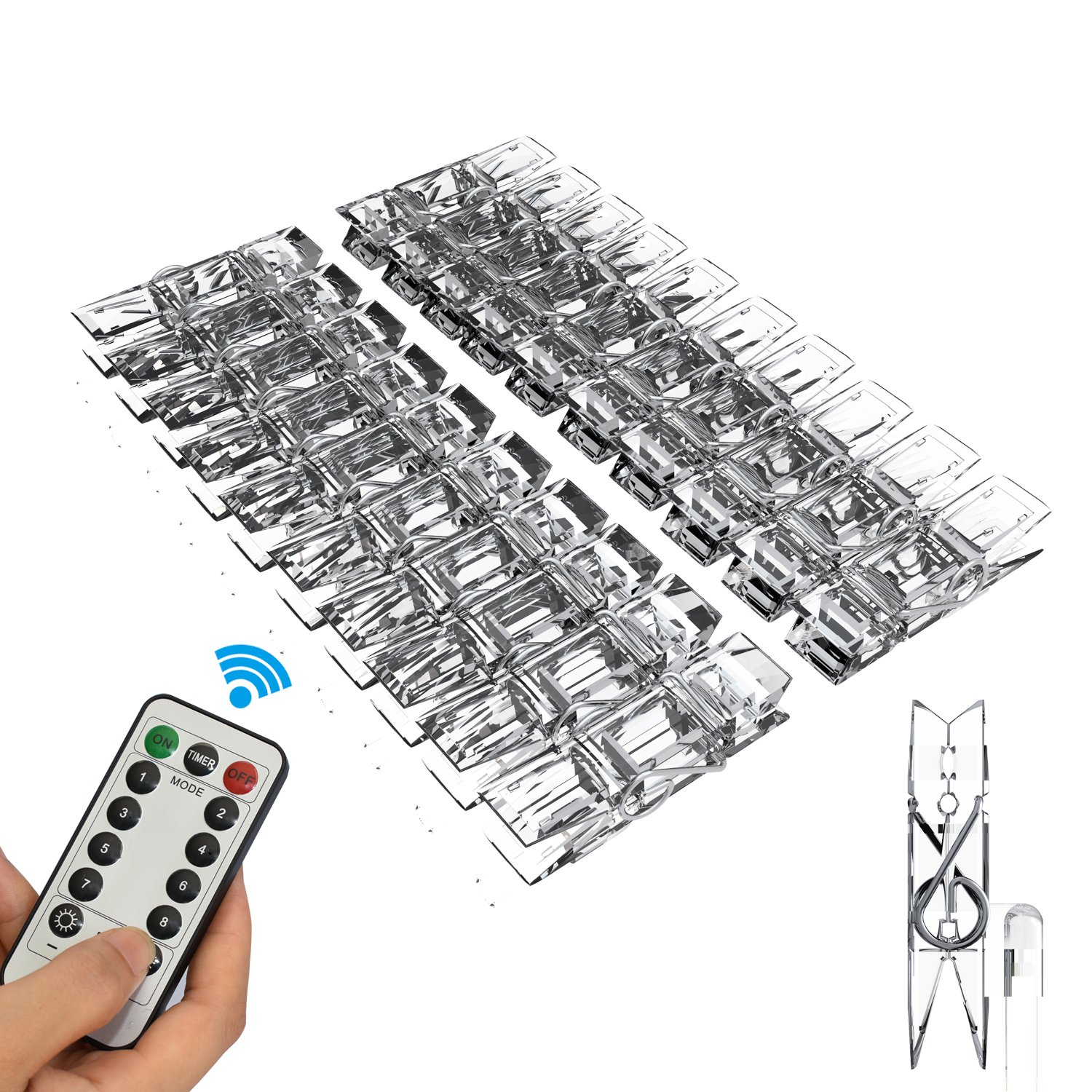 20 LED Photo Clip String Lights with Remote & Timer - 8 Modes Fairy Lights for Hanging Pictures | Perfect for Dorm, Bedroom, Wedding & Christmas Party Decor (Warm White)
