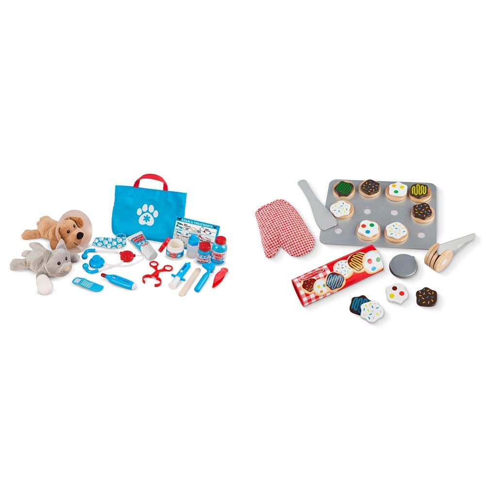 Melissa & Doug Pet Vet Play Set - 24 Piece Pretend Play Veterinary Kit for Kids with Wooden Cookie Baking Set - Perfect for Imaginative Play, Role-Playing & Early Learning Activities
