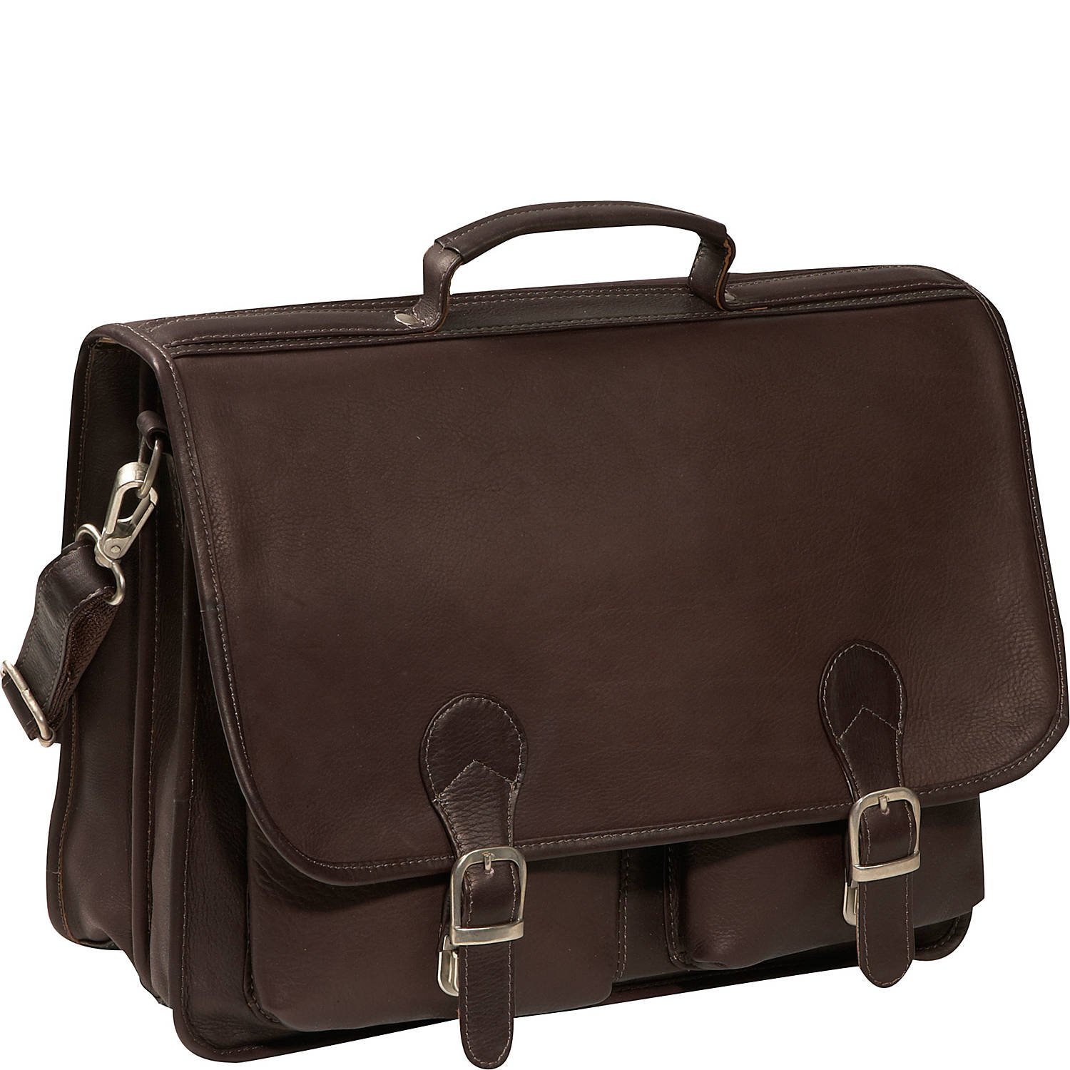Premium Leather Executive Two-Pocket Portfolio in Chocolate Brown - Professional Business Document Holder for Meetings, Interviews & Office Use