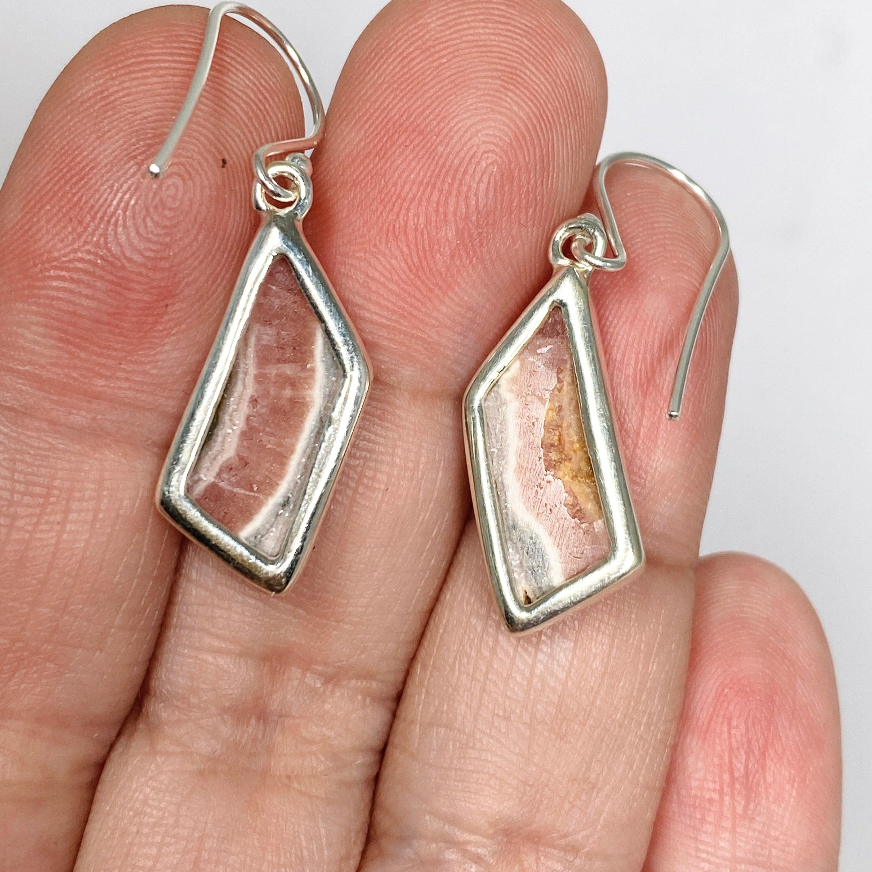 Natural Rhodochrosite Freeform Dangle Earrings for Women - Handmade Gemstone Jewelry Gift - Perfect for Boho Style & Special Occasions