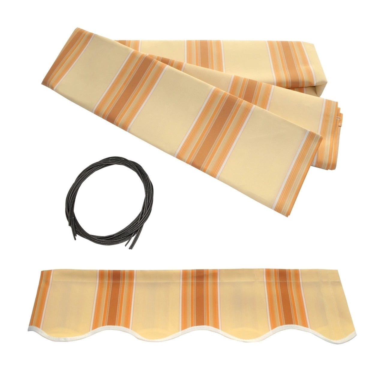 20x10ft Aleko Half Cassette Motorized Retractable LED Patio Awning - Multi-Striped Yellow Luxury Sunshade for Outdoor Decks, Gardens & Poolside Relaxation