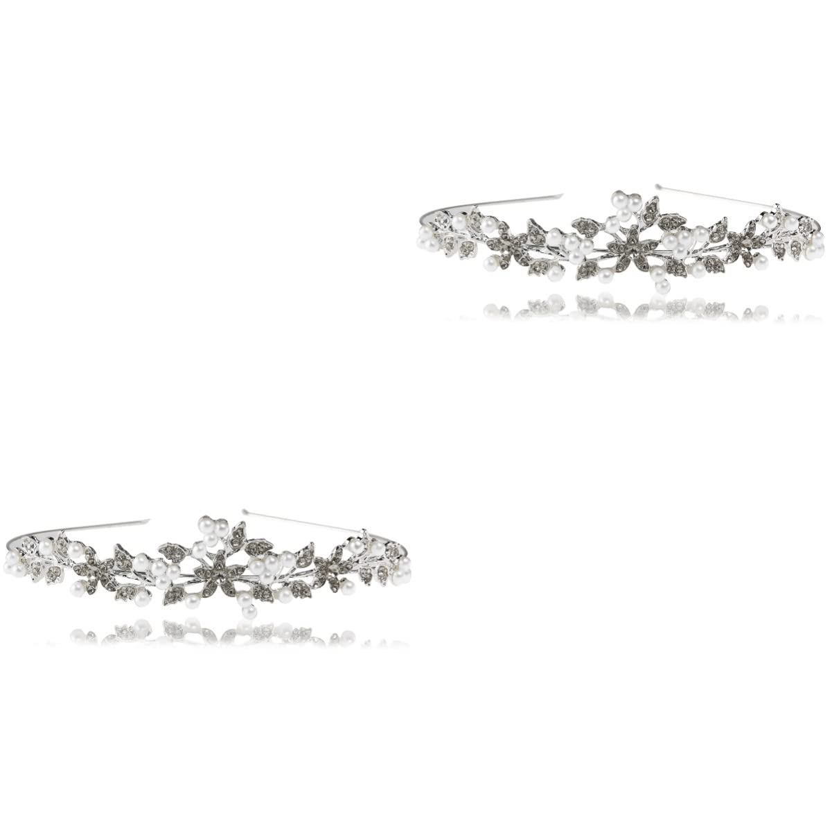 Minkissy 2PCS Wedding Hair Accessories - Rhinestone Bridal Tiara & Pearl Headband for Bride, Women's Wedding Birthday Party - Perfect for Bridal Shower, Bachelorette, Prom & Formal Events