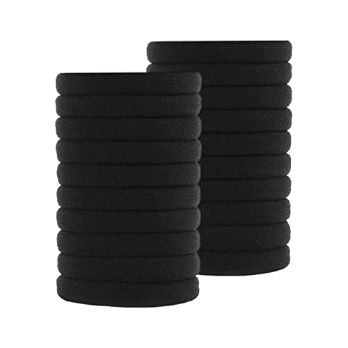 SINGOVE Black Hair Ties for Women - 20PCS Seamless Cotton Hair Bands, No Damage Elastic Ponytail Holders & Scrunchies (3cm Diameter) - Perfect for Thick Hair, Workout, Yoga, Office and Daily Use