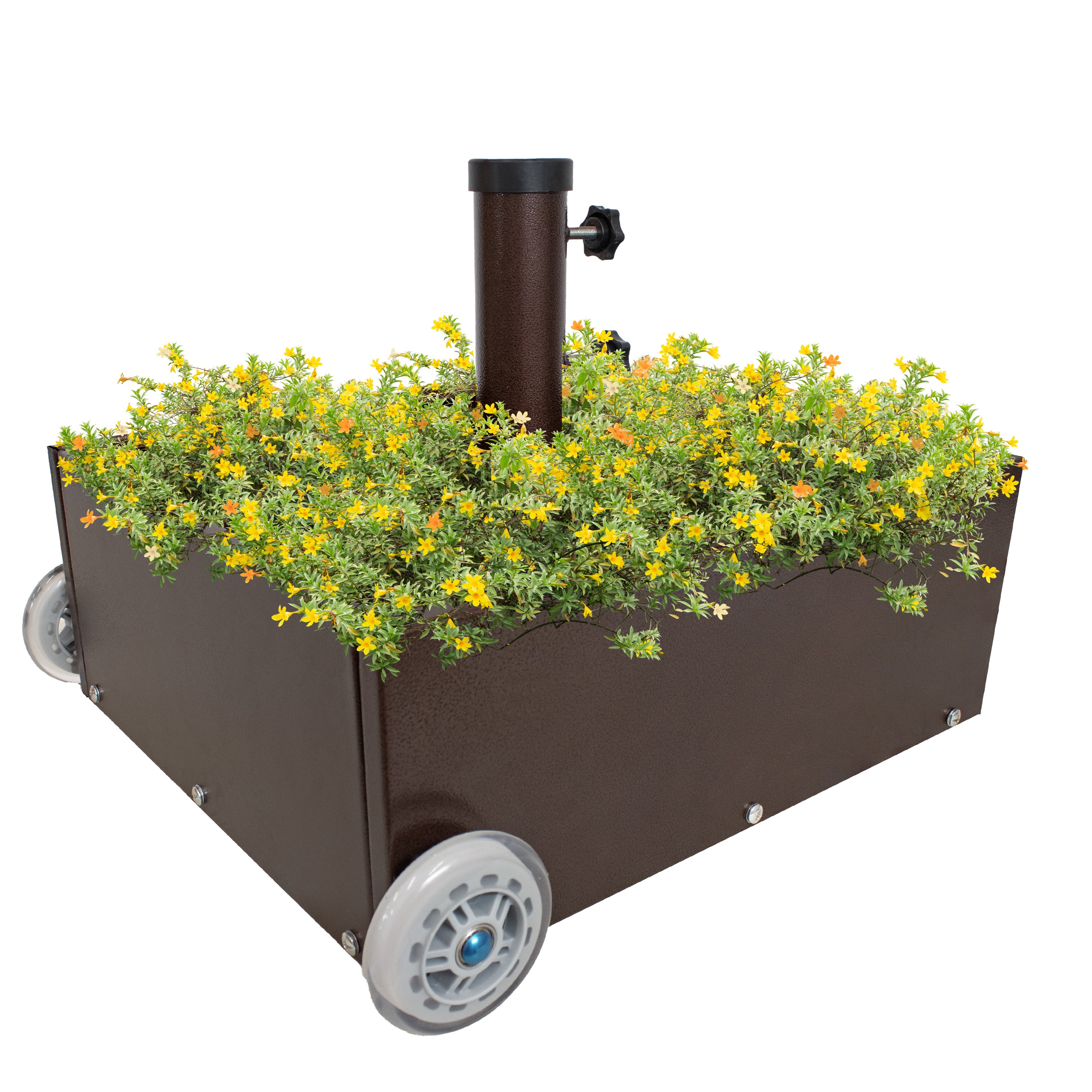 Heavy Duty Patio Umbrella Stand with Wheels & Planter - Outdoor Garden Decor for Poolside, Deck, Backyard, and Patio Use