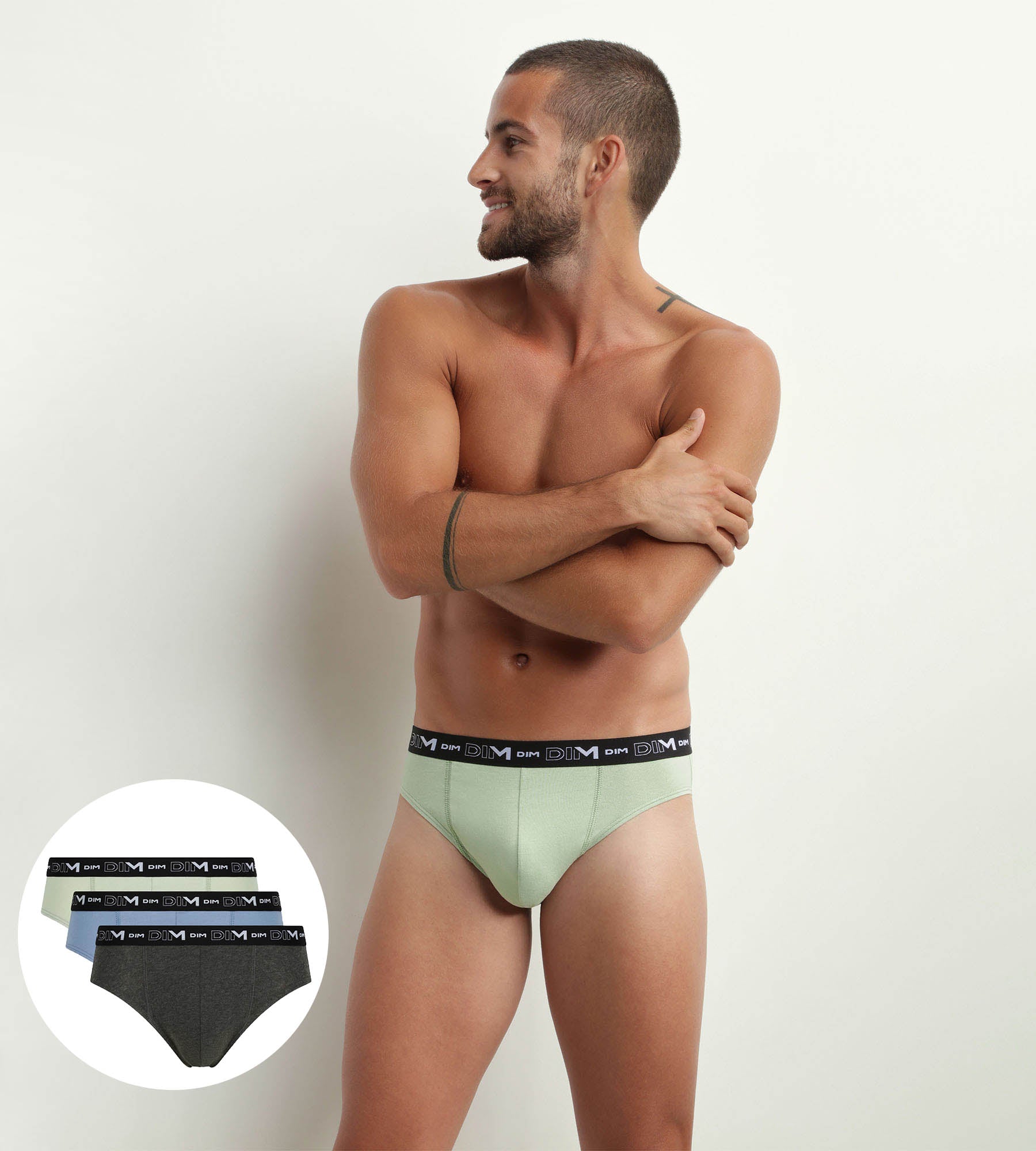3 Pack Men's Underwear - Pistachio, Blue, Black Striped Cotton Stretch Boxer Briefs by Dim | Soft, Breathable & Comfortable for Everyday Wear, Gym & Travel