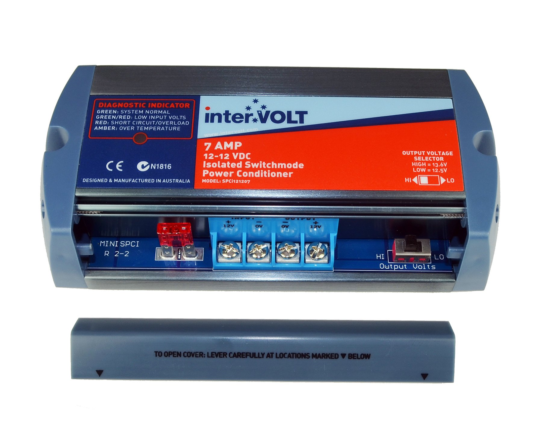 interVOLT 12V DC Voltage Stabilizer & Regulator - Heavy Duty 7A DC-DC Isolated Power Conditioner & Battery Charger (10-16V Input, 12.5/13.6V Output) - Model SPCi121207 - Perfect for RVs, Boats, Solar Systems & Off-Grid Power Applications