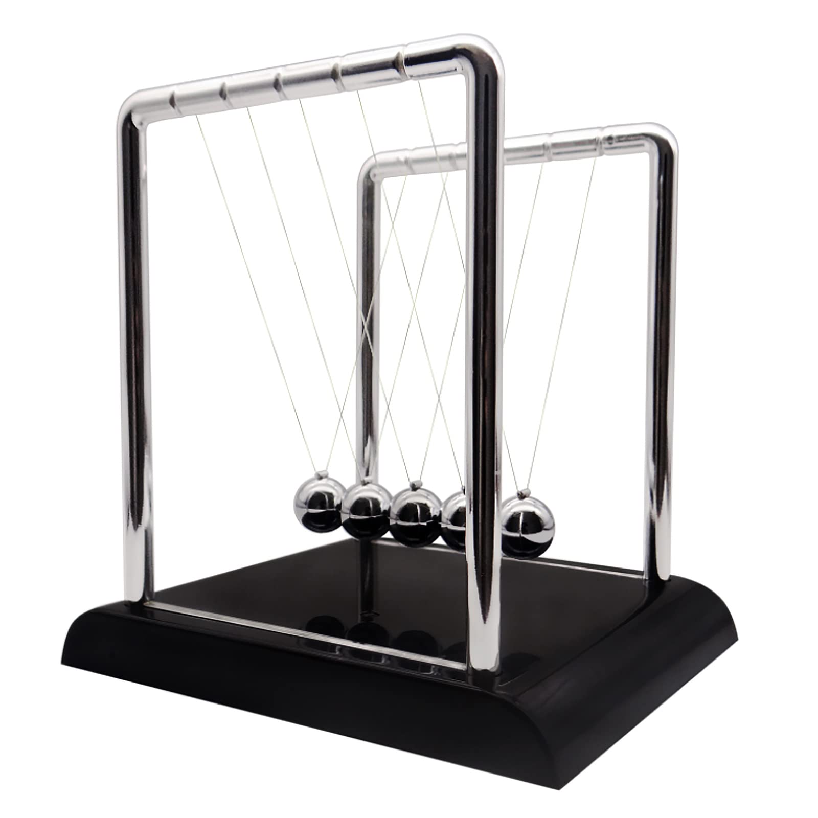 Newton's Cradle Balance Balls - Large Black Physics Pendulum Toy for Science Learning & Stress Relief | Kinetic Desk Decor for Office, Classroom & Home | Fun Educational STEM Gift for Kids & Adults
