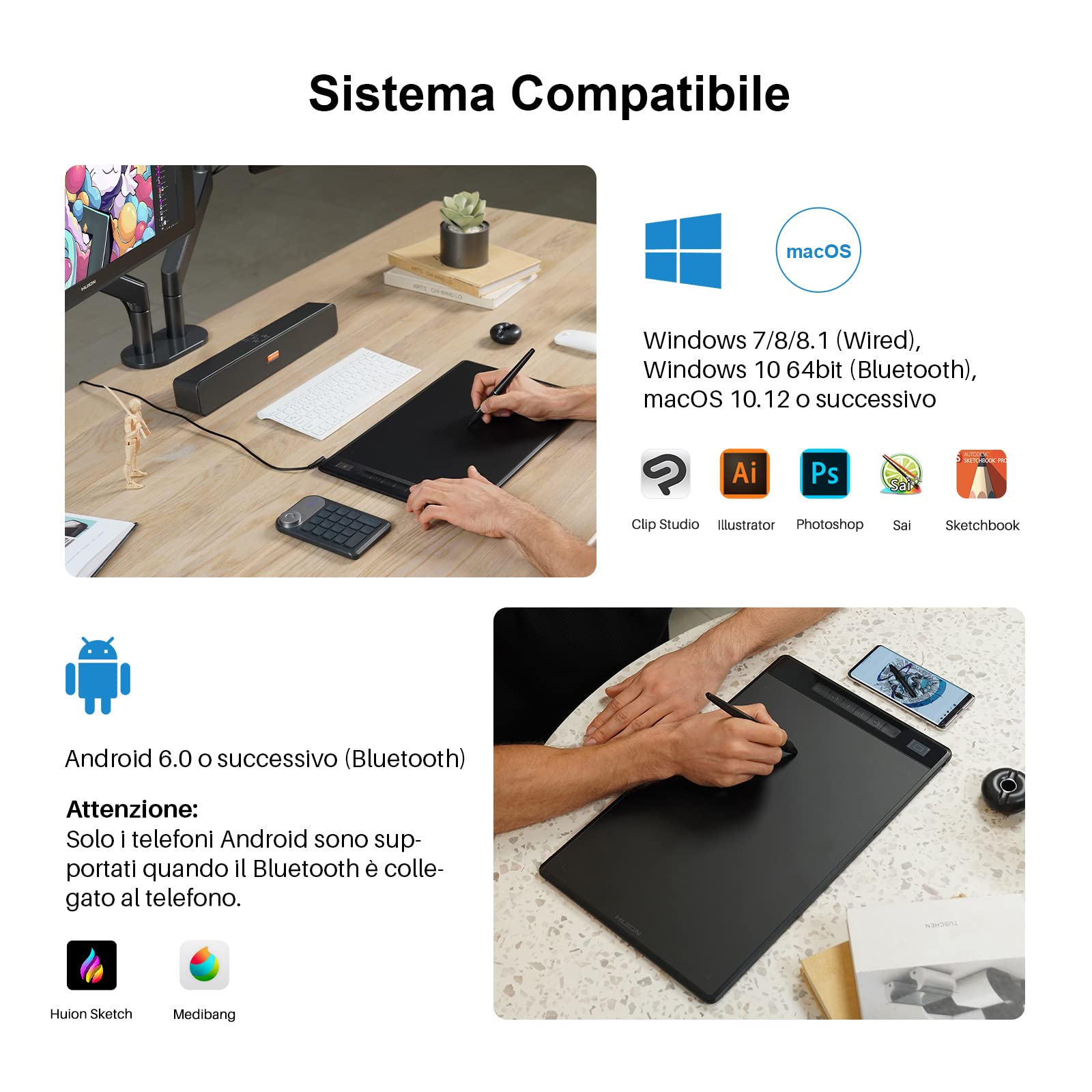 HUION Inspiroy Giano G930L Wireless Drawing Tablet with Bluetooth 5.0 - Large Graphic Tablet with PW517 Pen, 6 Customizable Shortcut Keys for Mac, Windows & Android - Perfect for Digital Art, Animation & Online Teaching