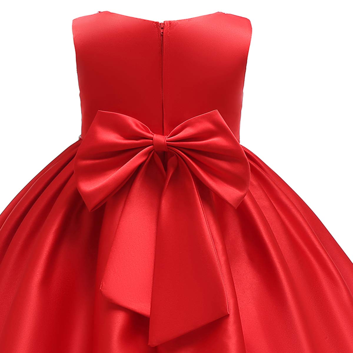 Christmas Little Big Girls Princess Satin Dress Toddler Rhinestone Swing Pageant Gown - Red Santa Claus Bridesmaid Party Dance Wedding Dress for 6-7 Years - Perfect for Holiday Photos, Pageants & Special Occasions