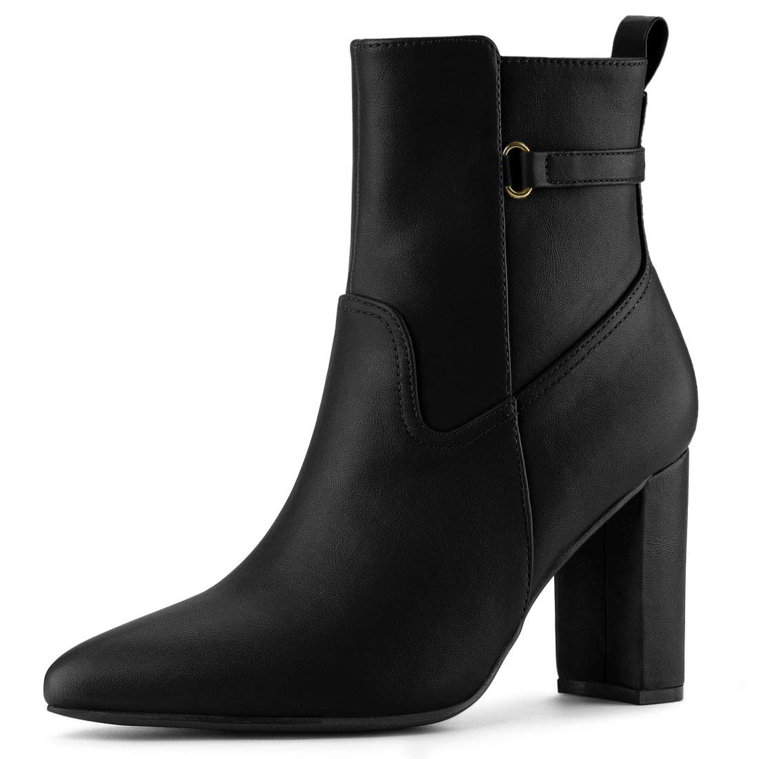 Allegra K Women's Chunky Heel Pointed Toe Ankle Boots - Stylish Fall & Winter Fashion for Office, Party & Date Night Outfits