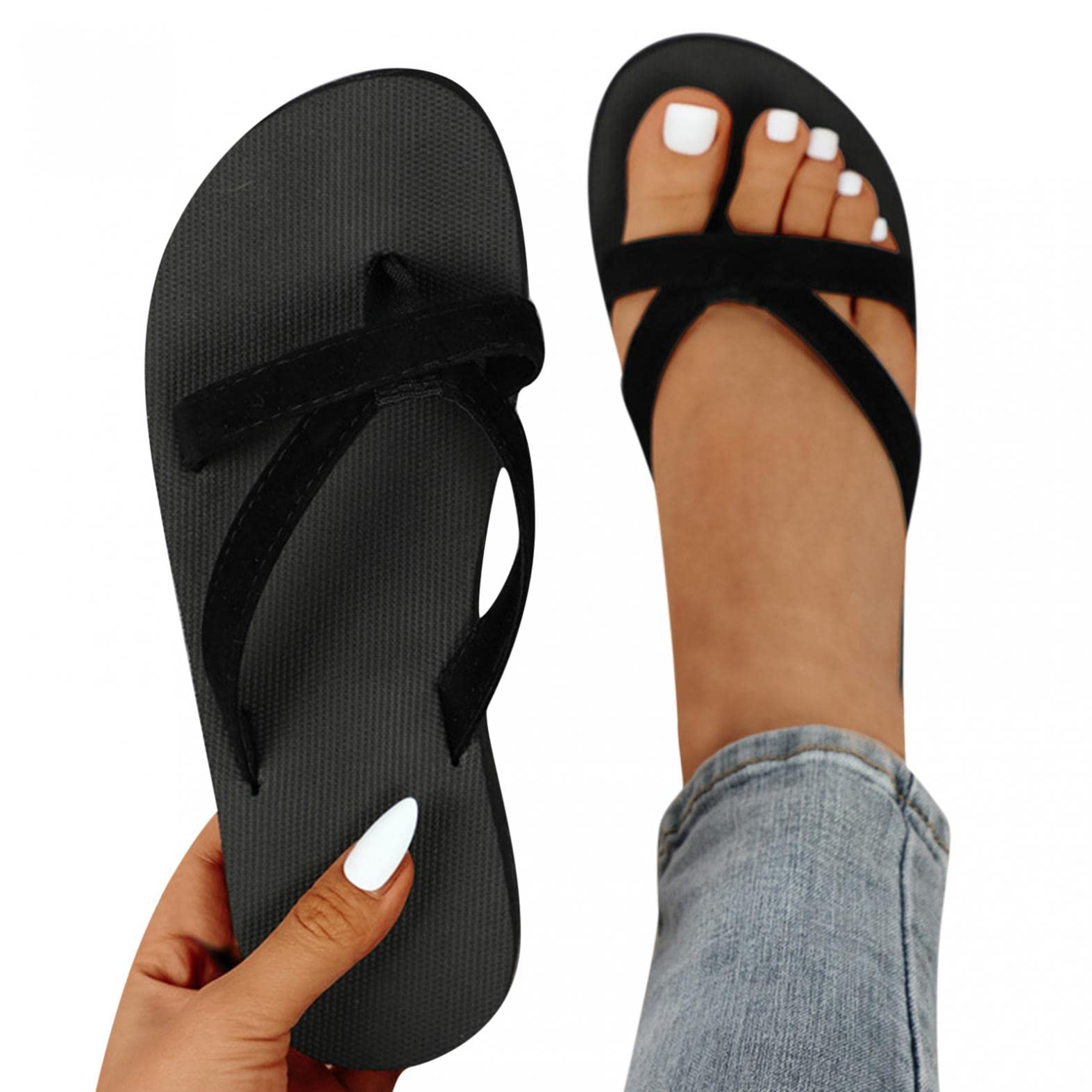 Women's Summer Flip Flops - Anti-Slip Comfortable Flat Sandals for Indoor & Outdoor Walking, Beach, Pool, and Vacation Use