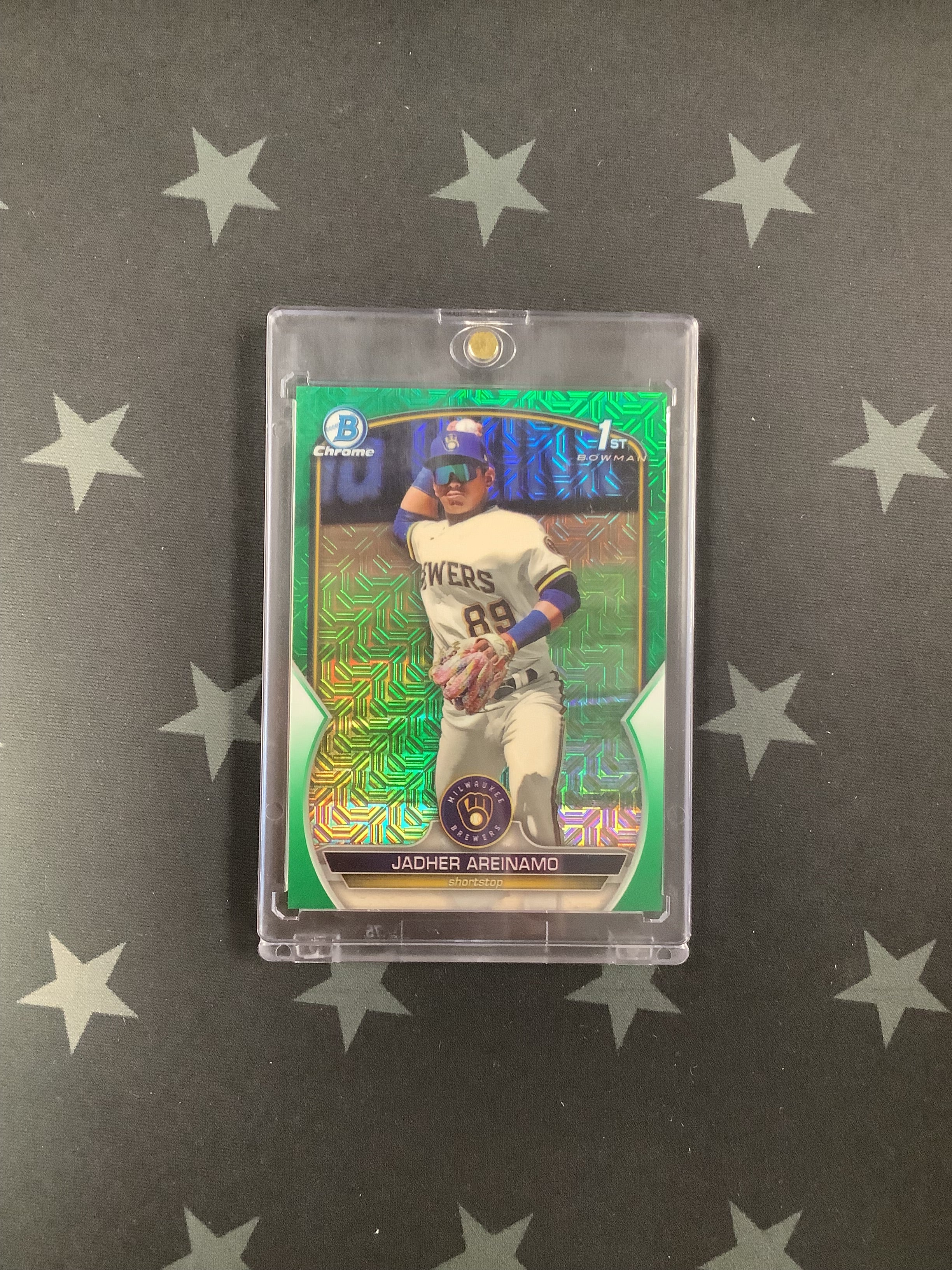 2023 Topps Bowman Chrome Green Mega Mojo Refractor Jadher Areinnamo #BCP 206 /99 - Rare Baseball Trading Card for Collectors & Sports Fans