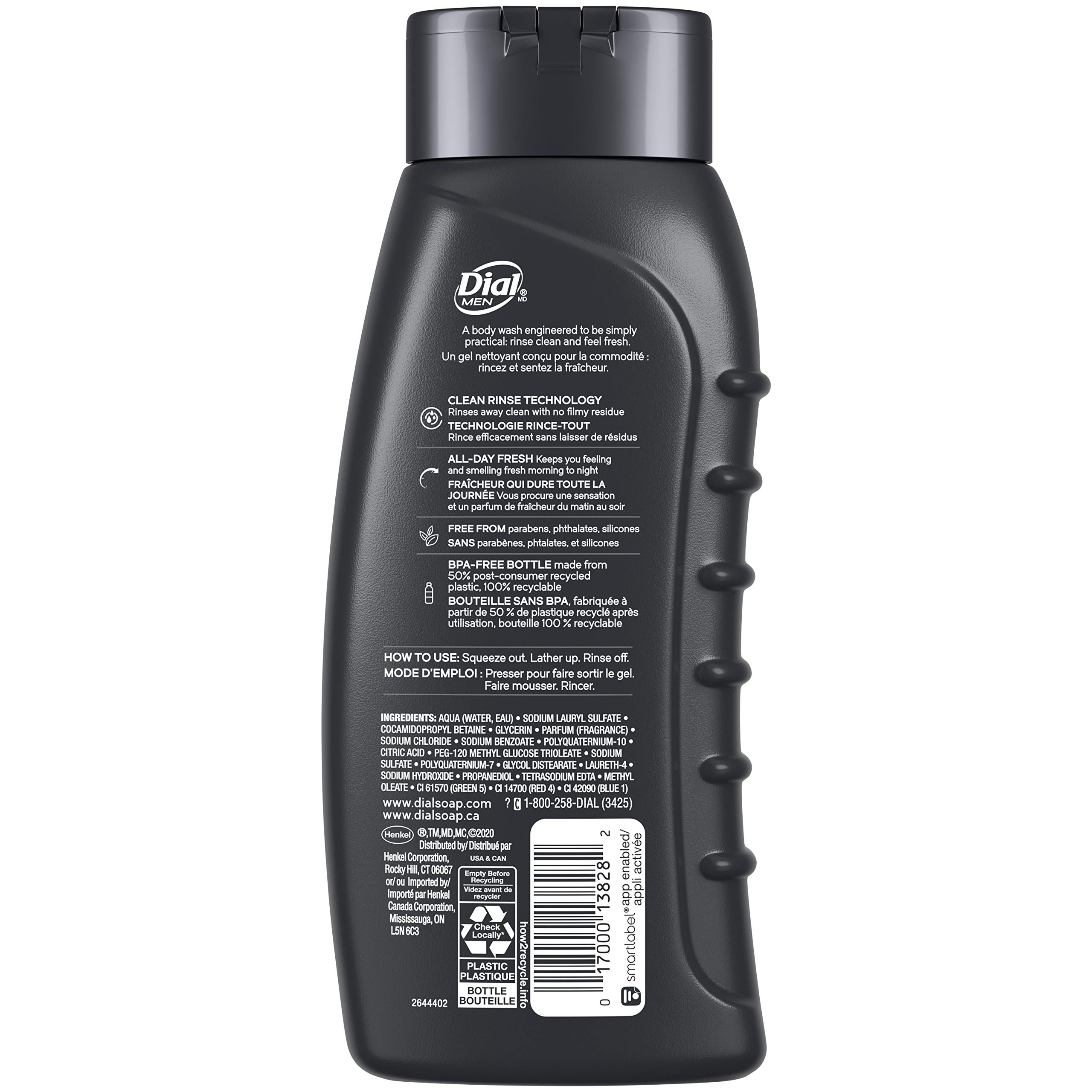 Dial Men Body Wash for Dry Skin - Advanced Hydration Formula, 16 fl oz (Pack of 6) - Refreshing Shower Gel for Daily Use, Gym & Post-Workout Cleansing