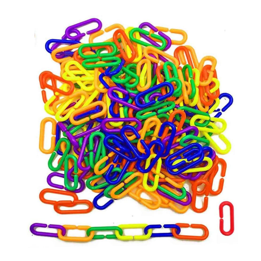 Colorful C-Clip Hooks Chain Links - 100pcs Toy for Sugar Gliders, Rats, Birds & Parrots - Durable C-Links for Small Animal Enrichment & Cage Accessories - Perfect for Climbing, Chewing & Playtime Activities