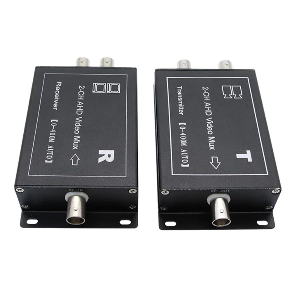 2CHs HD AHD Coaxial Multiplexer Expander - 1 Line Transmits 2 Channel CCTV Camera Signal Mixer for Surveillance System | Security Monitoring Accessories for Home & Business Use