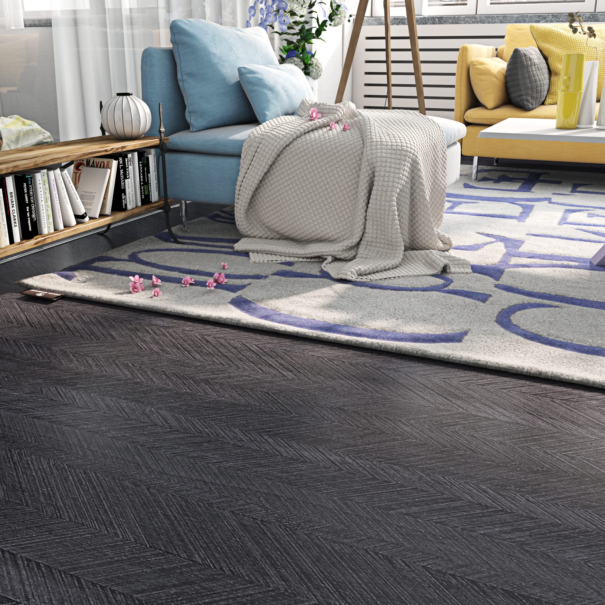Livelynine Charcoal Wood Grain Contact Paper - Peel and Stick Waterproof Self-Adhesive Vinyl Wrap for Countertops, Desks, Tables (15.8x78.8 in) - Perfect for Kitchen Remodeling, Office Desks & DIY Furniture Upgrades