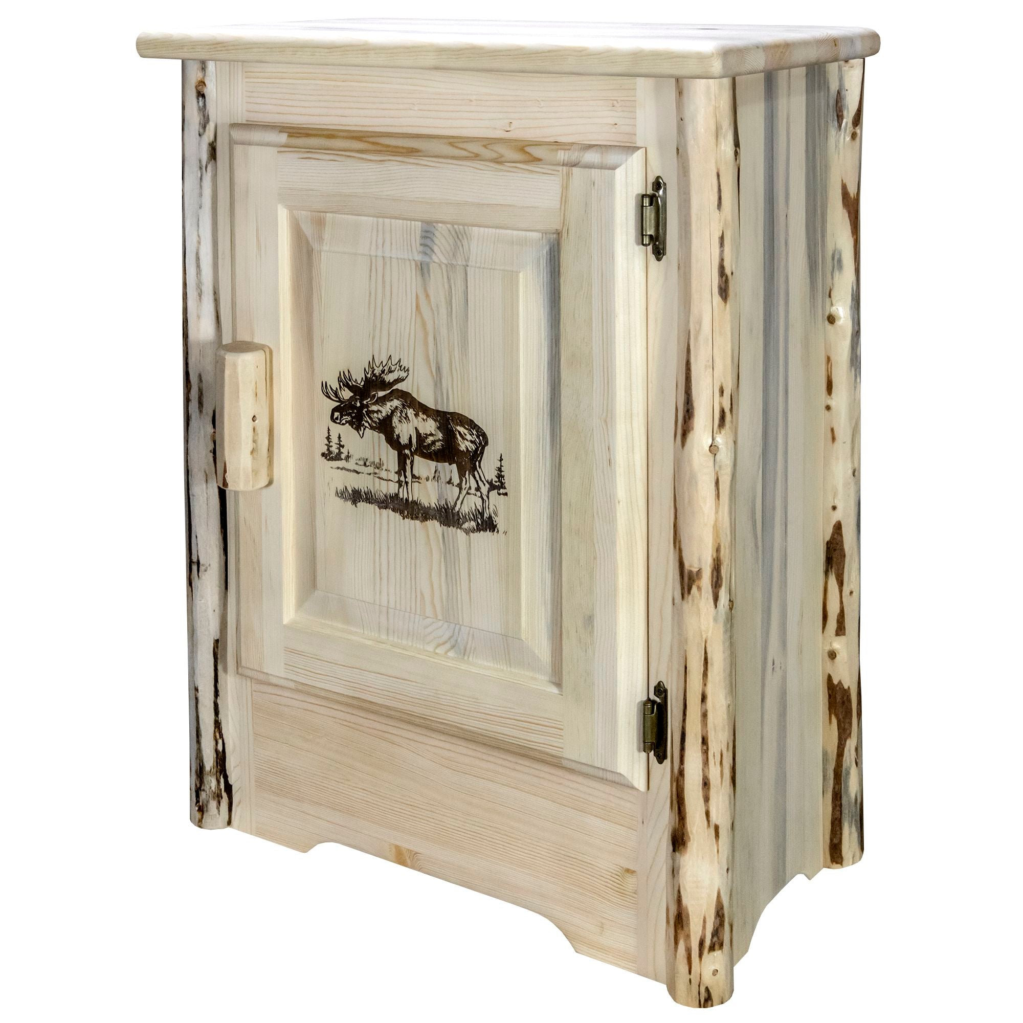Montana Accent Cabinet with Laser Engraved Design - Right Hinged Door - Perfect for Living Room, Bedroom, or Entryway Storage