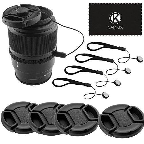 CamKix 72mm DSLR Lens Cap Bundle - 4 Snap-On Lens Caps, 4 Lens Cap Keepers & Microfiber Cleaning Cloth - Compatible with Nikon, Canon, Sony Cameras - Perfect for Outdoor Photography, Travel & Camera Protection