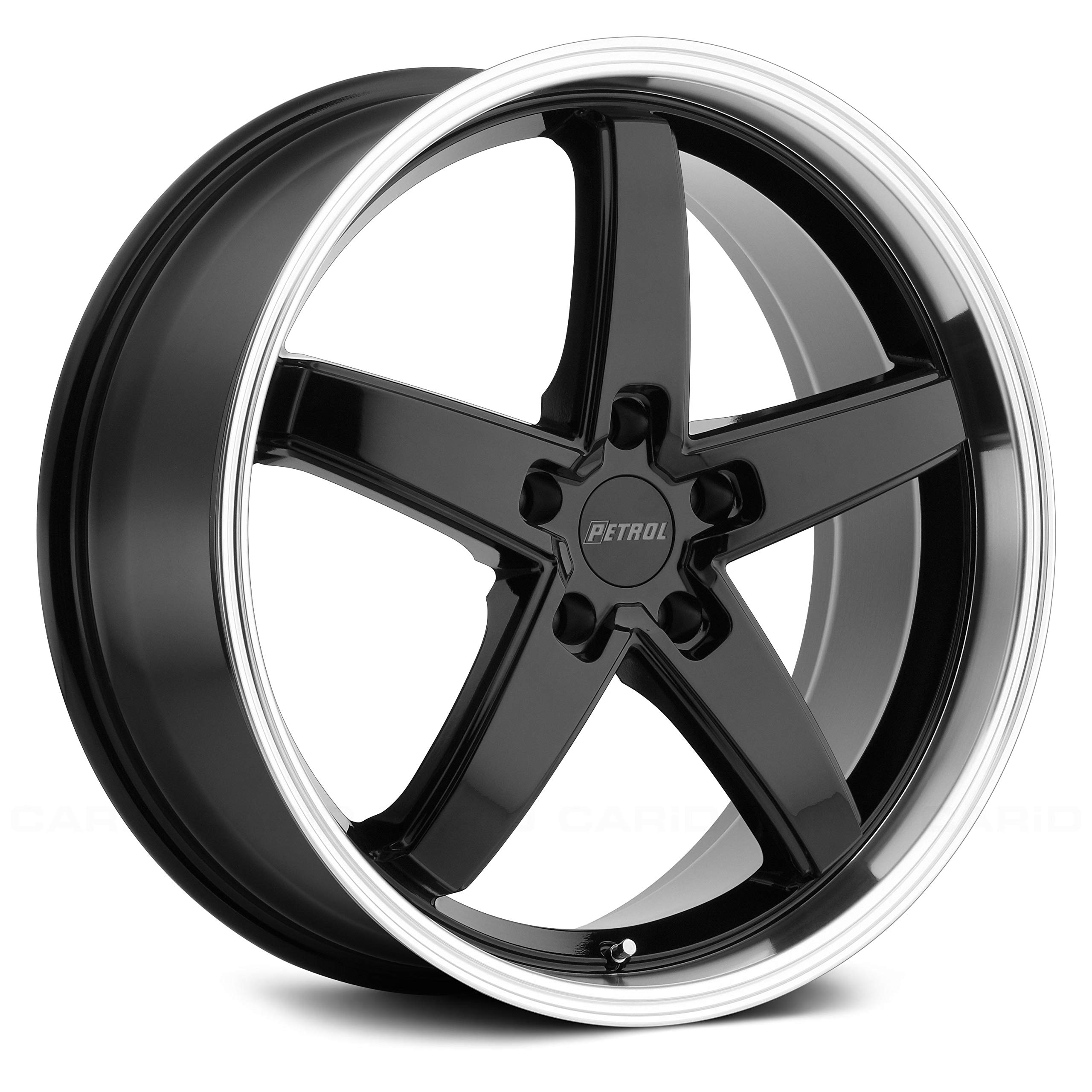 20x8.5 Inch 40mm Offset 5x114.3 Bolt Pattern Gloss Black Alloy Wheels with Machine Cut Lip - Perfect for Luxury Cars, SUVs, and Performance Vehicles