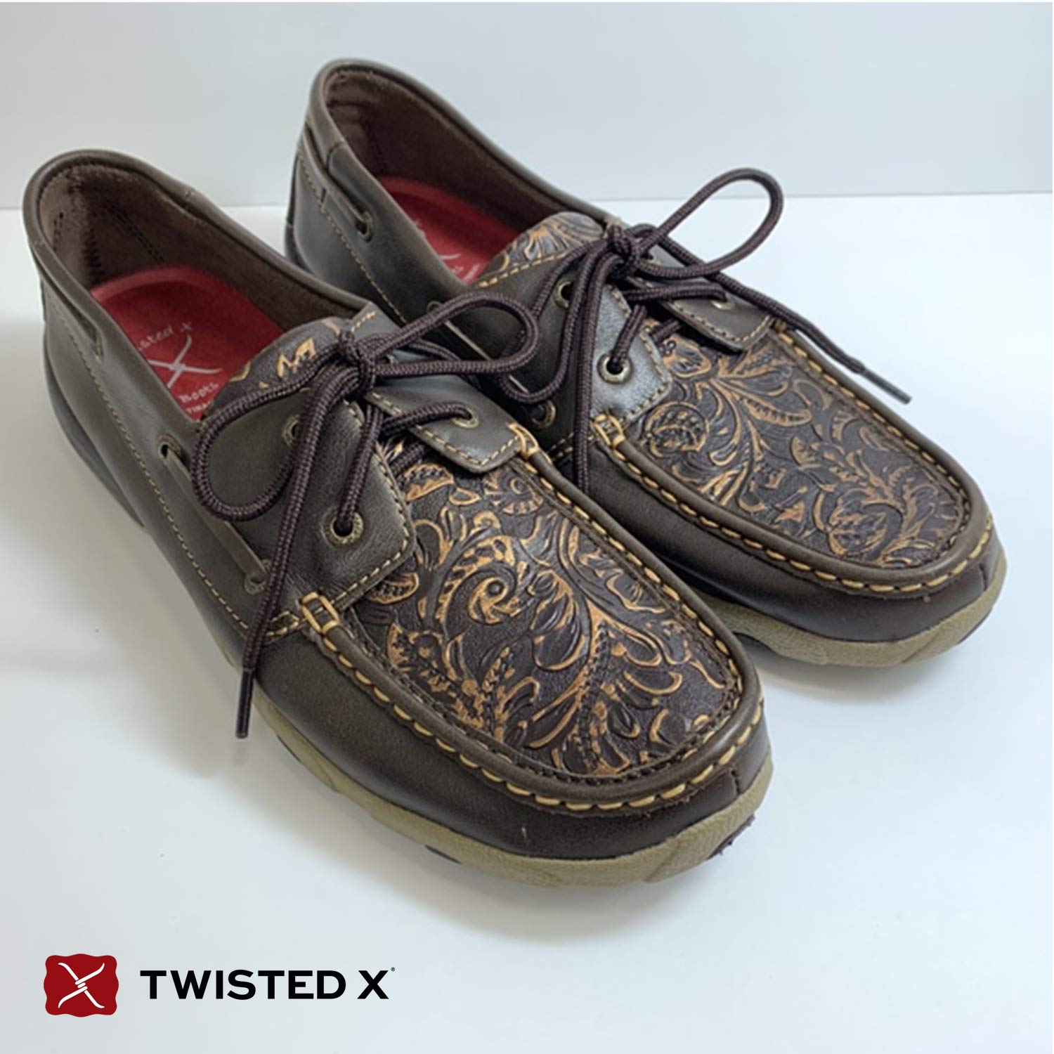Twisted X Women's Comfortable Boat Shoe Driving Moc - Slip-Resistant Moc Toe Loafers for Casual Wear, Boating & Outdoor Activities