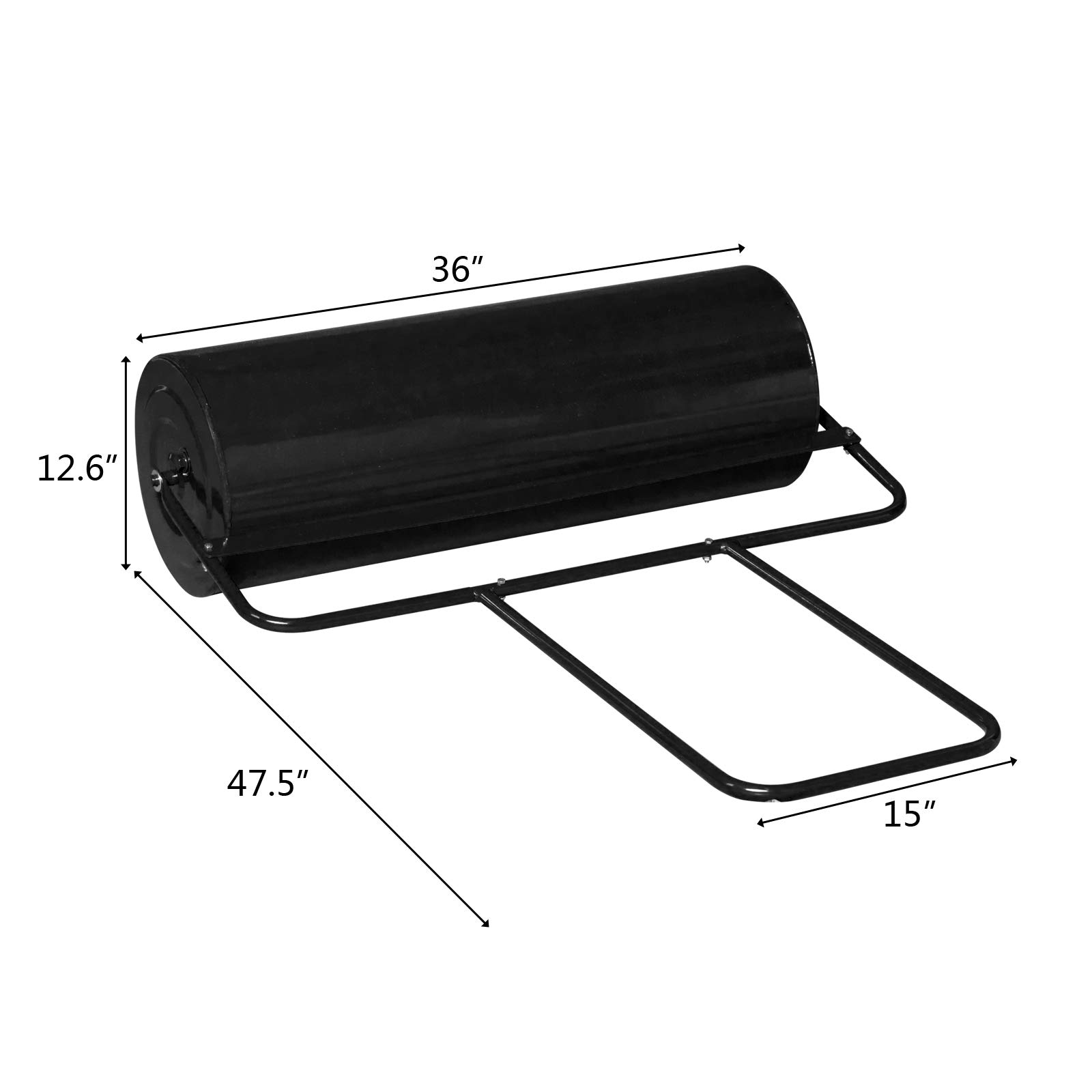 VINGLI 36 Inch Heavy Duty Lawn Roller - Water or Sand Filled Garden Drum Roller for Leveling Grass, Soil & Yard - Push/Tow Behind for Lawn Care, Landscaping & Backyard Maintenance (Black) | Perfect for New Sod Installation, Seed Planting & Ground Compaction