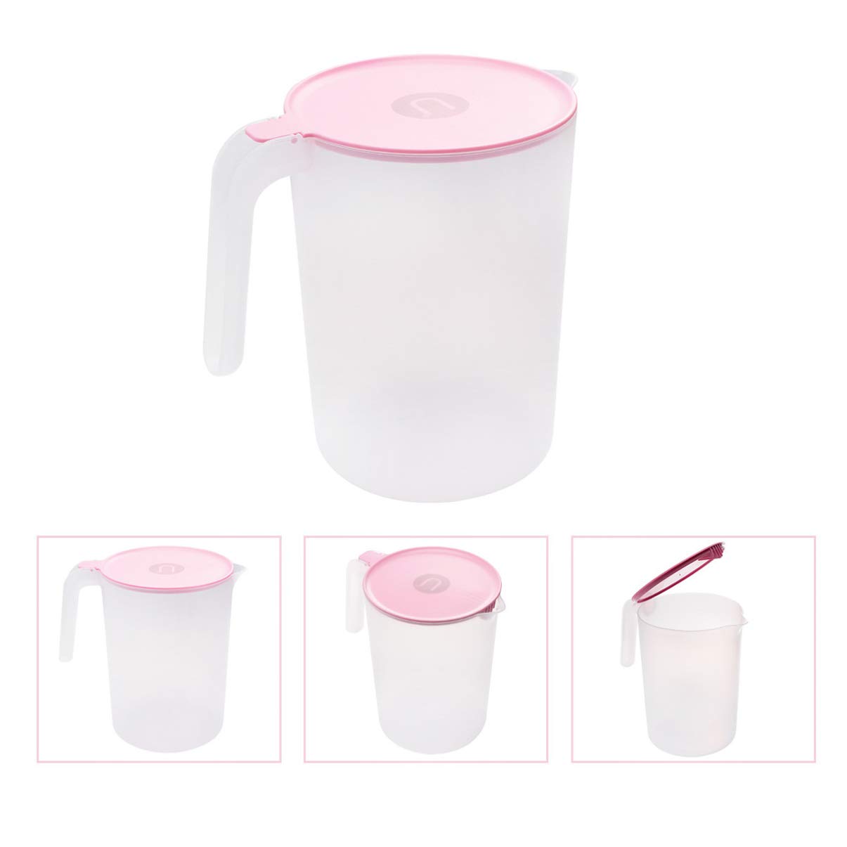Hemoton 1pc Glass Pitcher with Lid - 64oz Black Cold Water Pitcher for Coffee, Juice & Beverages | BPA-Free Drink Dispenser for Refrigerator, Parties & Home Use