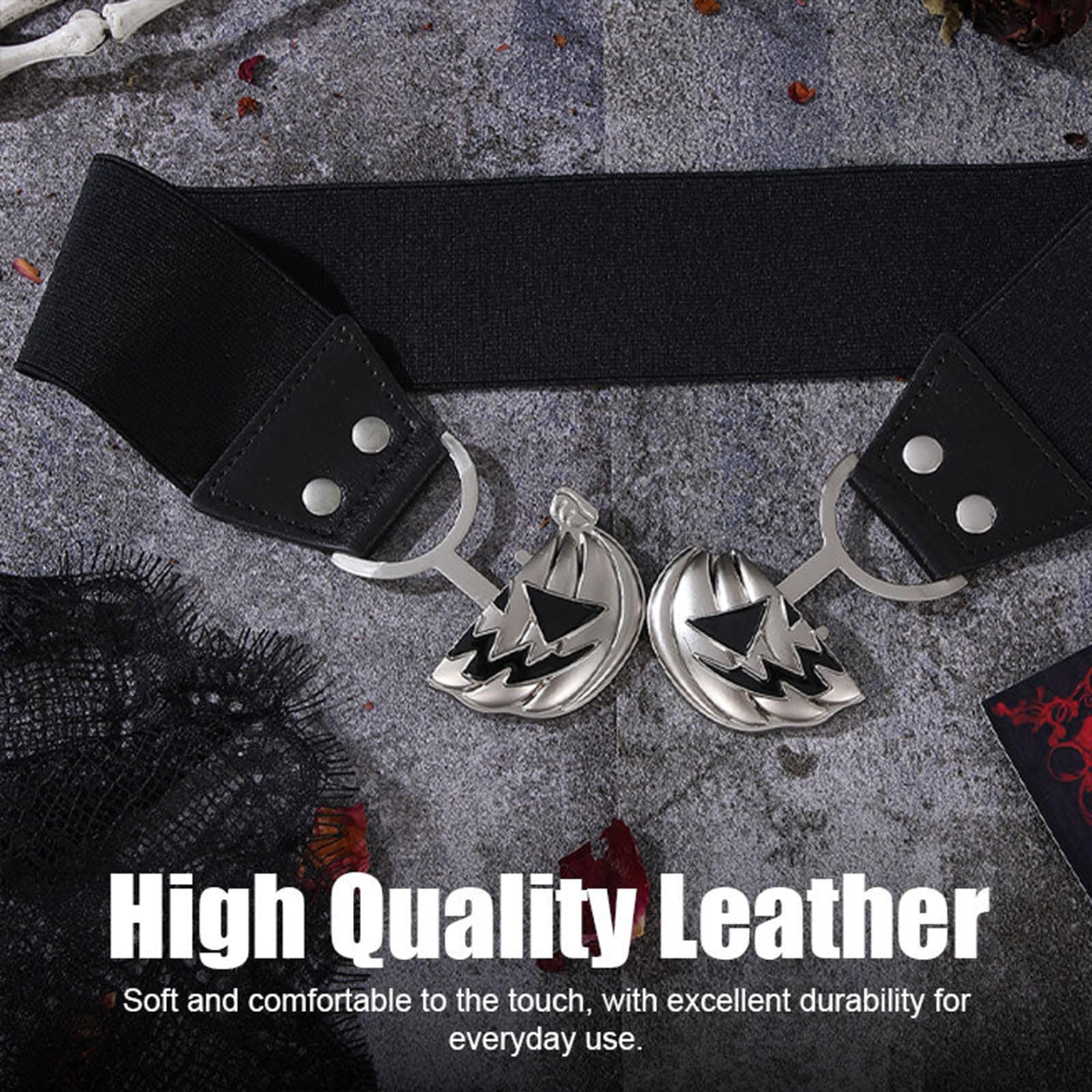 Halloween Pumpkin Head Alloy Buckle Belt - Spooky Stretchy Waistband for Women's Costume | Perfect for Halloween Parties, Cosplay & Themed Events