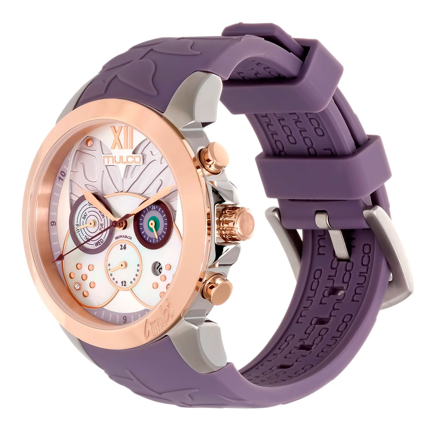 Luxury MULCO Women's Watches - Silver Stainless Steel Case with Silicone Band, Mother of Pearl & Rose Gold Diamond Dial, Quartz Movement, Waterproof - Perfect for Office, Party & Everyday Wear