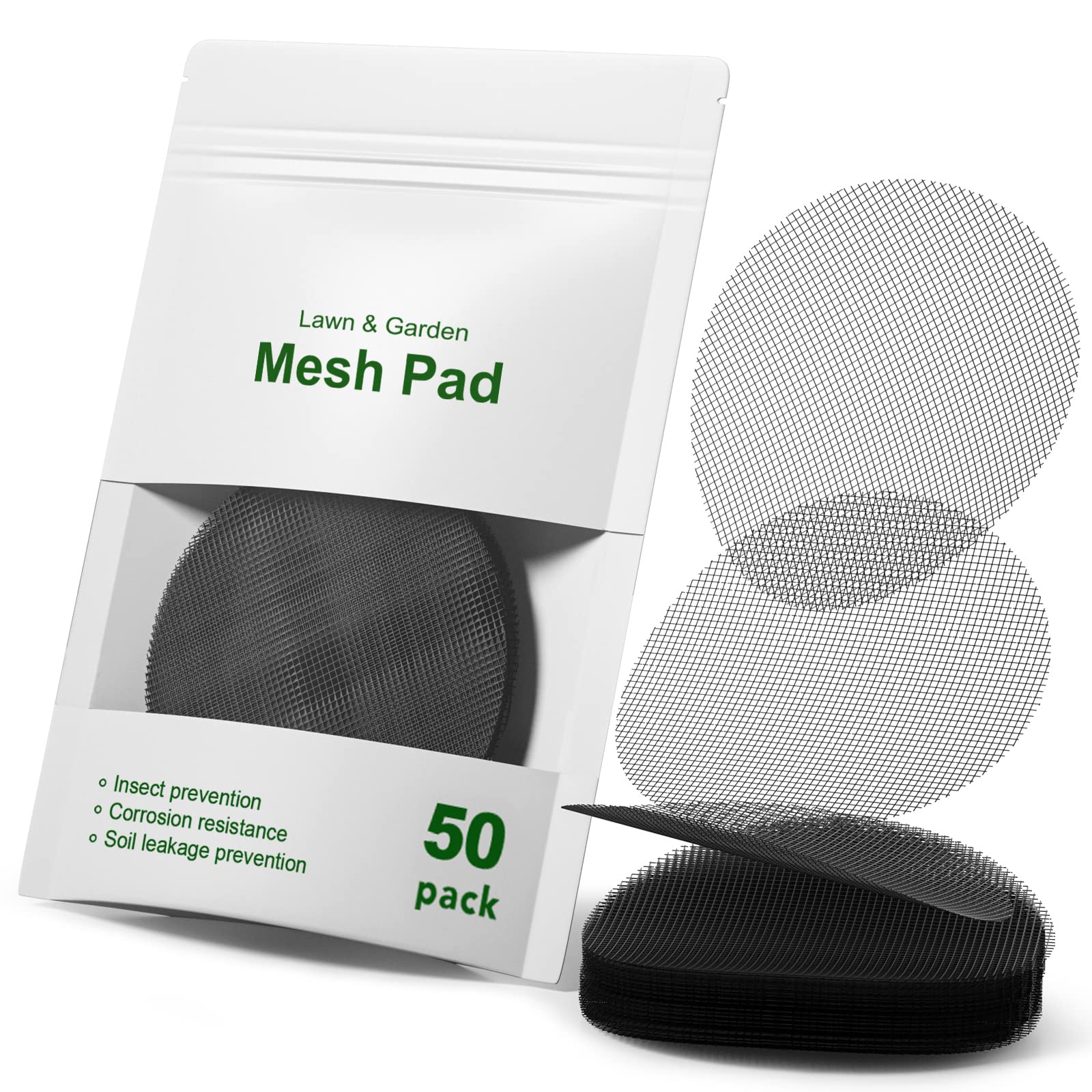 LE TAUCI 4-Inch Round Plant Pot Hole Mesh Pads - Reusable Flower Pot Drainage Covers to Prevent Soil Loss, Durable Bonsai Bottom Grid Mat for Indoor/Outdoor Gardening (50-Pack) - Perfect for Potted Plants, Succulents, and Herb Gardens
